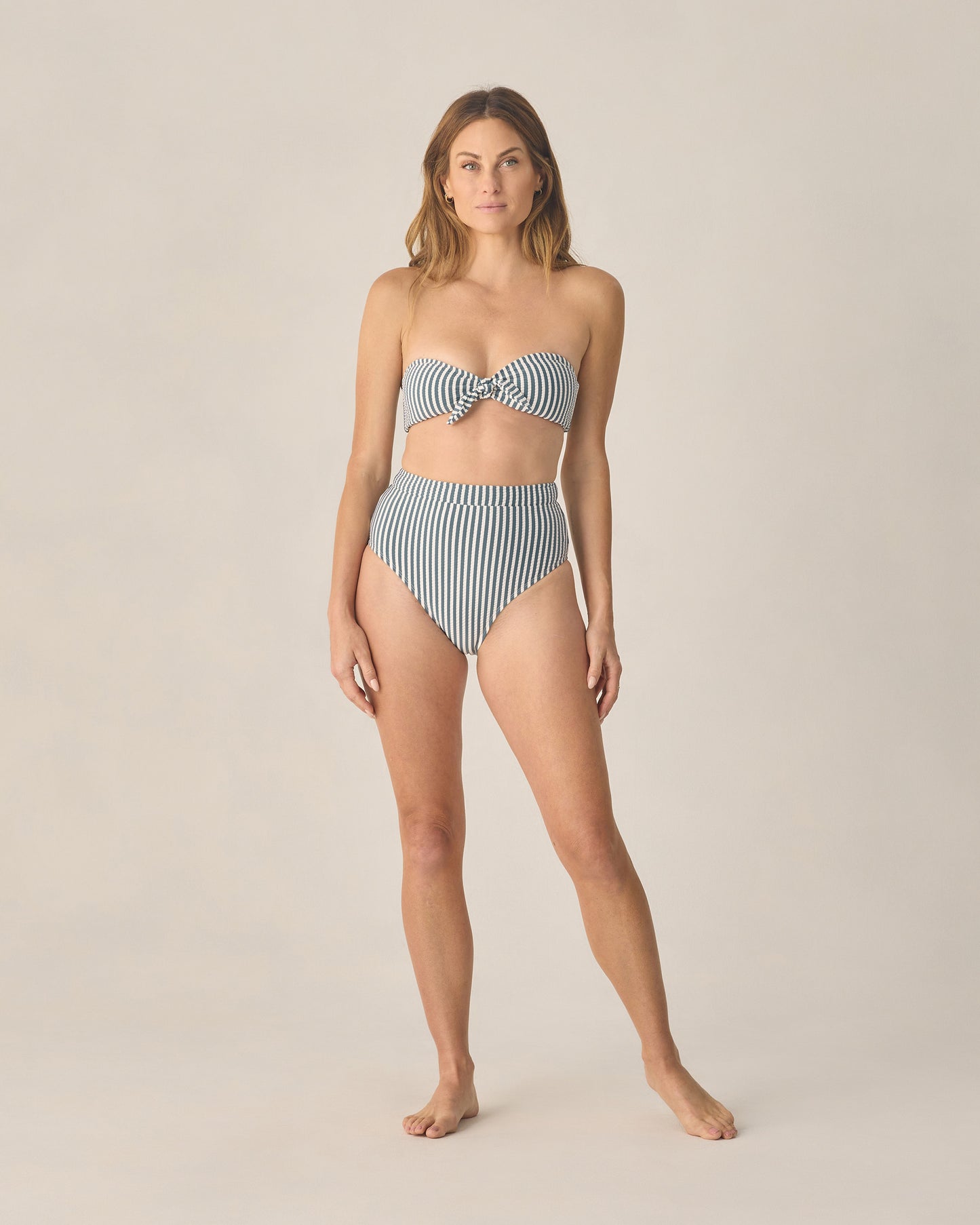 Women's Knotted Bandeau Bikini Top Navy Stripe - Rylee + Cru | Kids Clothes | Trendy Baby Clothes | Modern Infant Outfits |