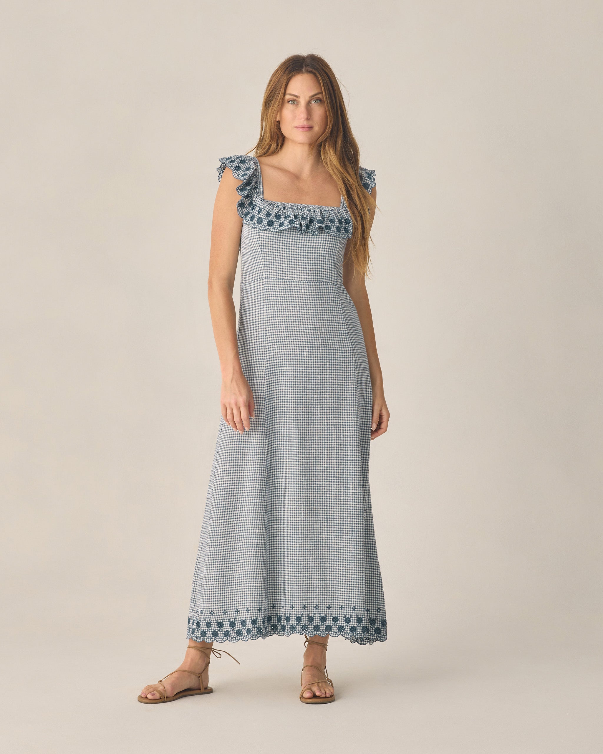 Women's Bianca Dress Marine Gingham  Rylee + Cru