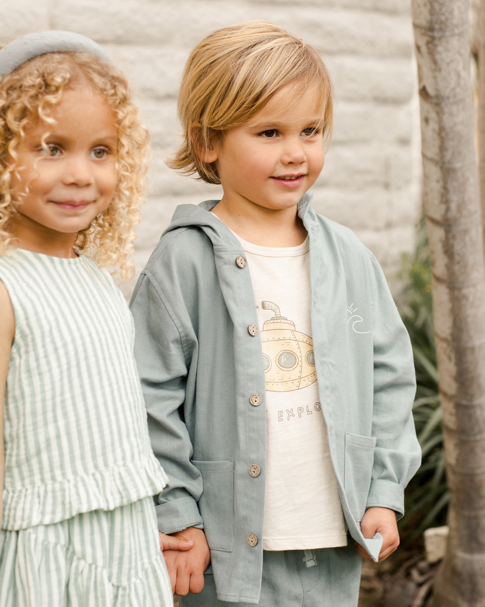 Hooded Overshirt || Aqua - Rylee + Cru | Kids Clothes | Trendy Baby Clothes | Modern Infant Outfits |