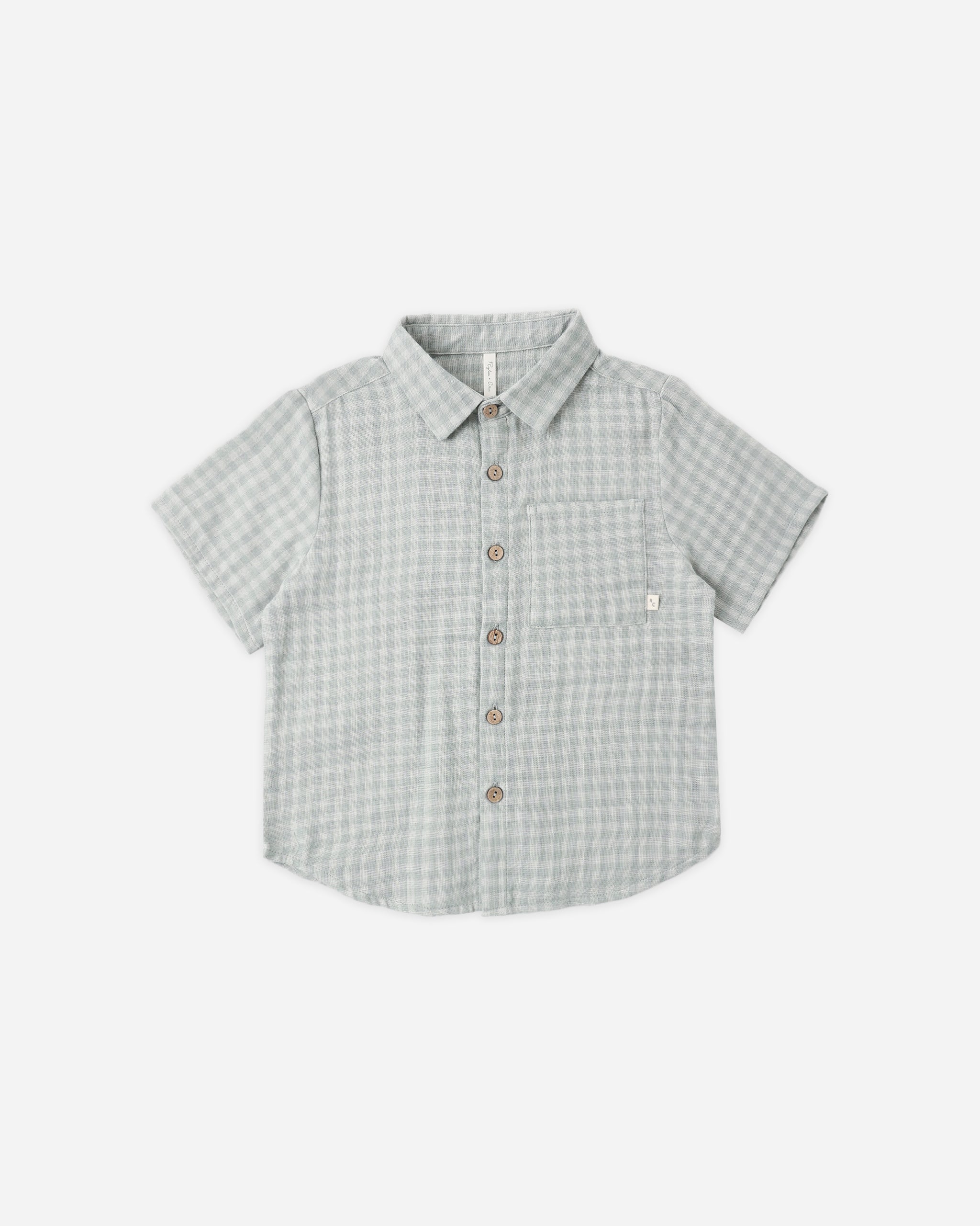 Collared Short Sleeve Shirt Green Gingham 10-11Y