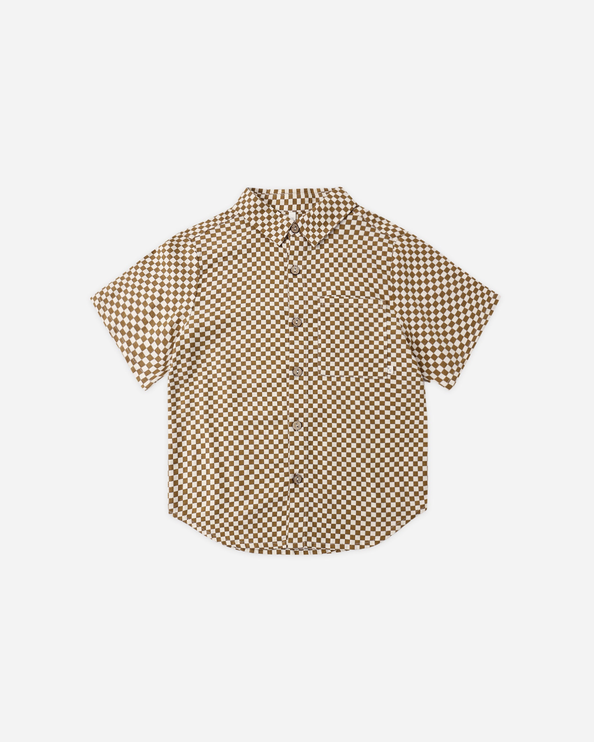 Collared Short Sleeve Shirt Ocre Check – Rylee + Cru