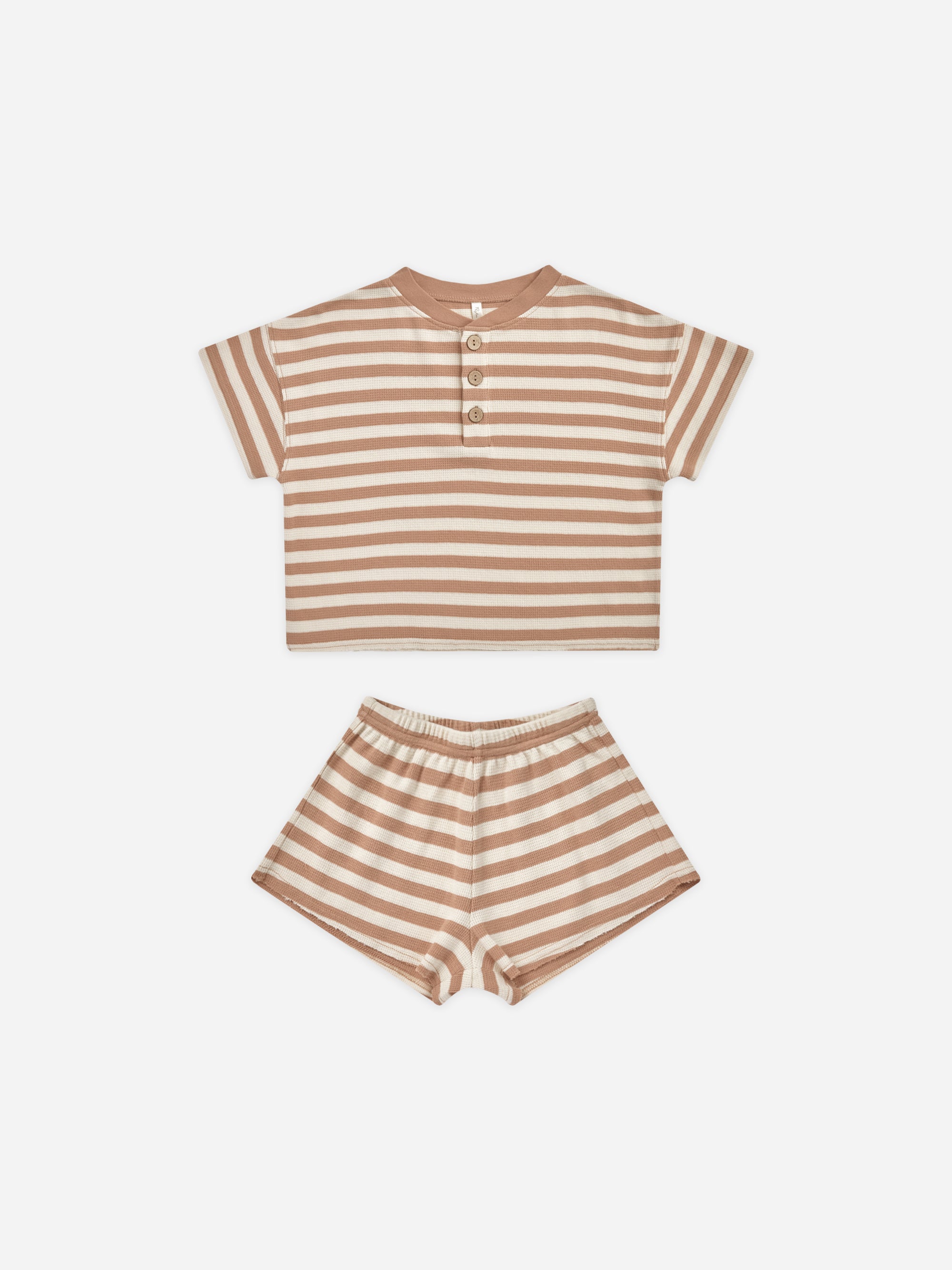 Summer Waffle Set || Clay Stripe - Rylee + Cru | Kids Clothes | Trendy Baby Clothes | Modern Infant Outfits |