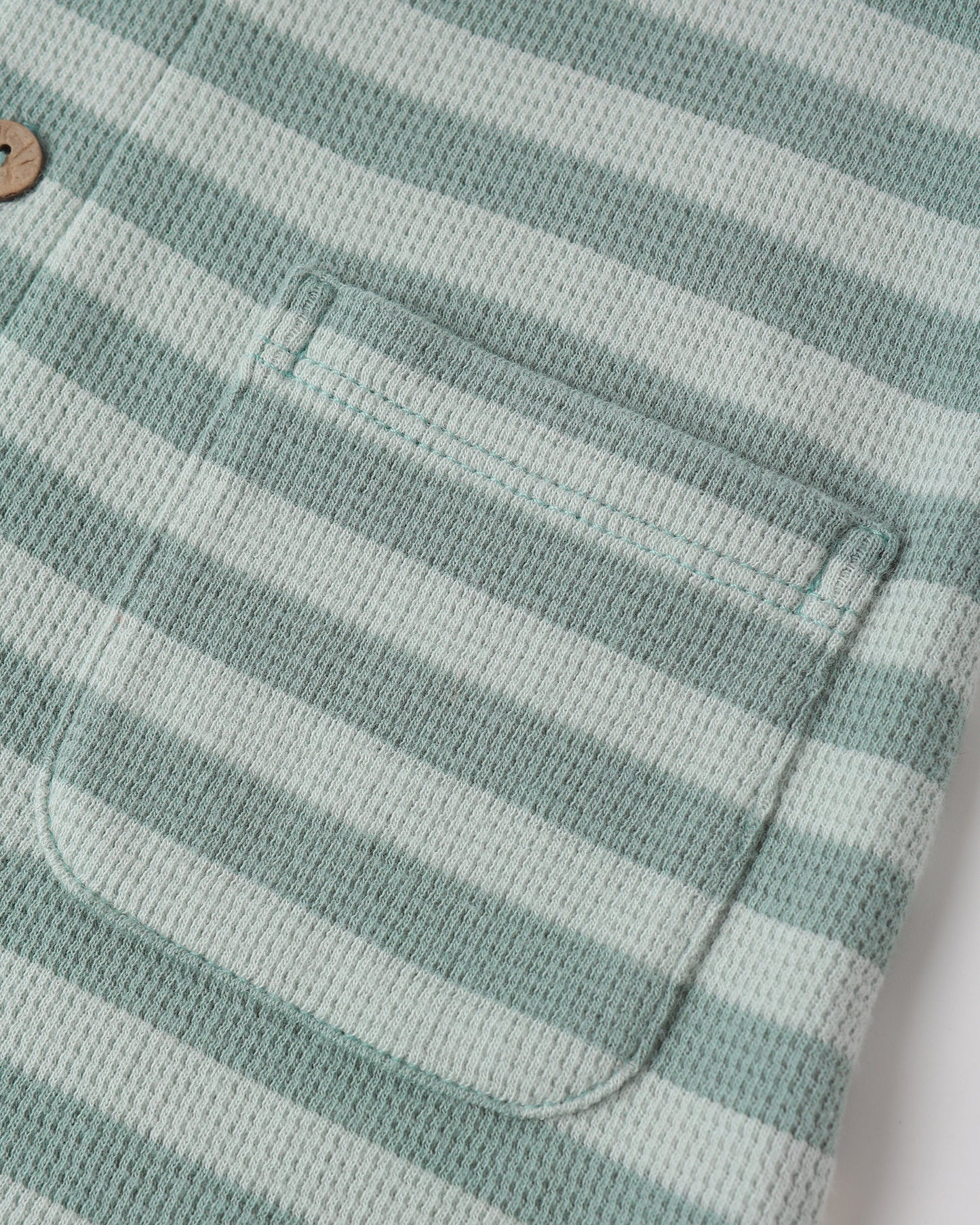Summer Waffle Jumpsuit Sea Green Stripe - Rylee + Cru | Kids Clothes | Trendy Baby Clothes | Modern Infant Outfits |