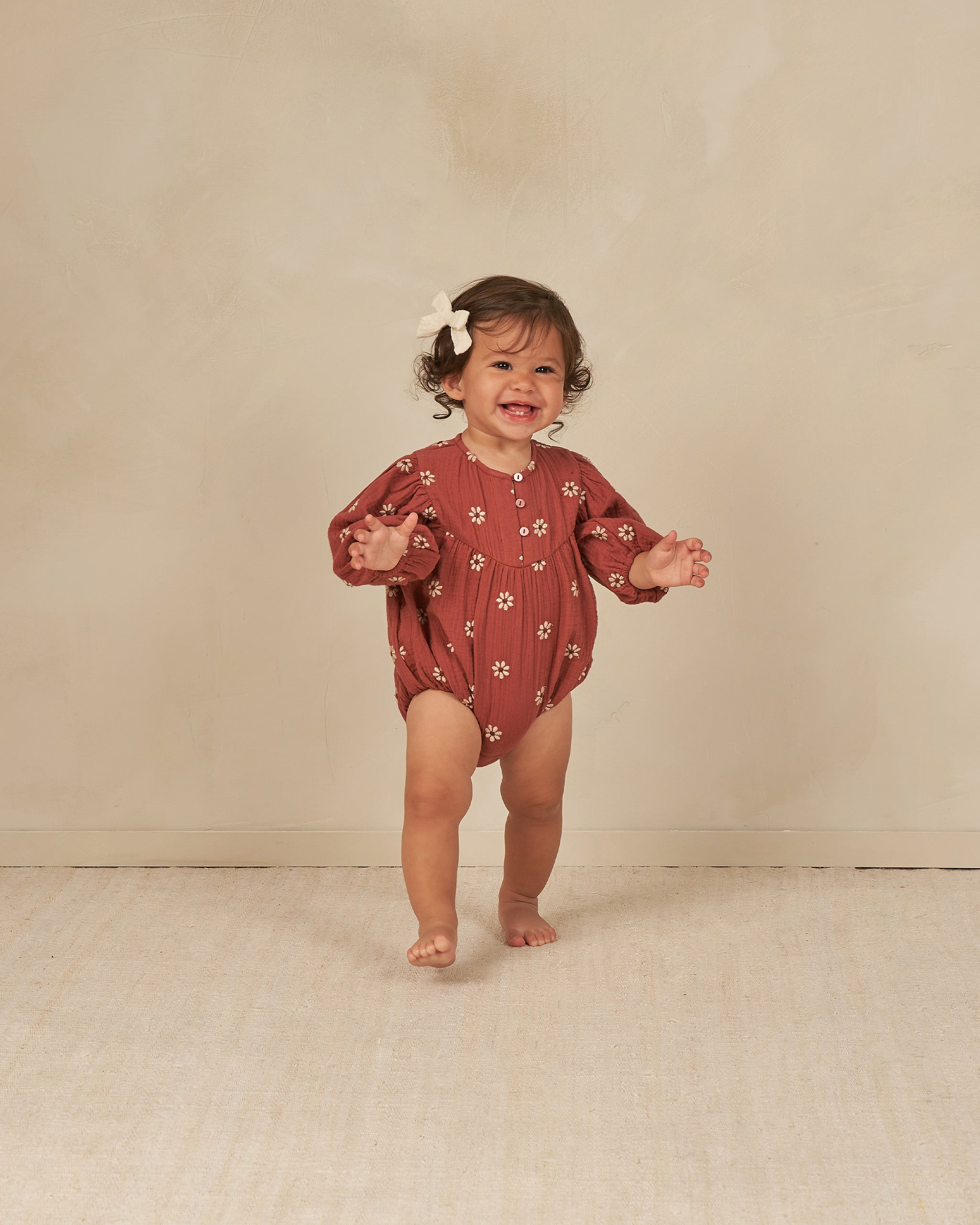Gwen Romper || Embroidered Daisy - Rylee + Cru | Kids Clothes | Trendy Baby Clothes | Modern Infant Outfits |