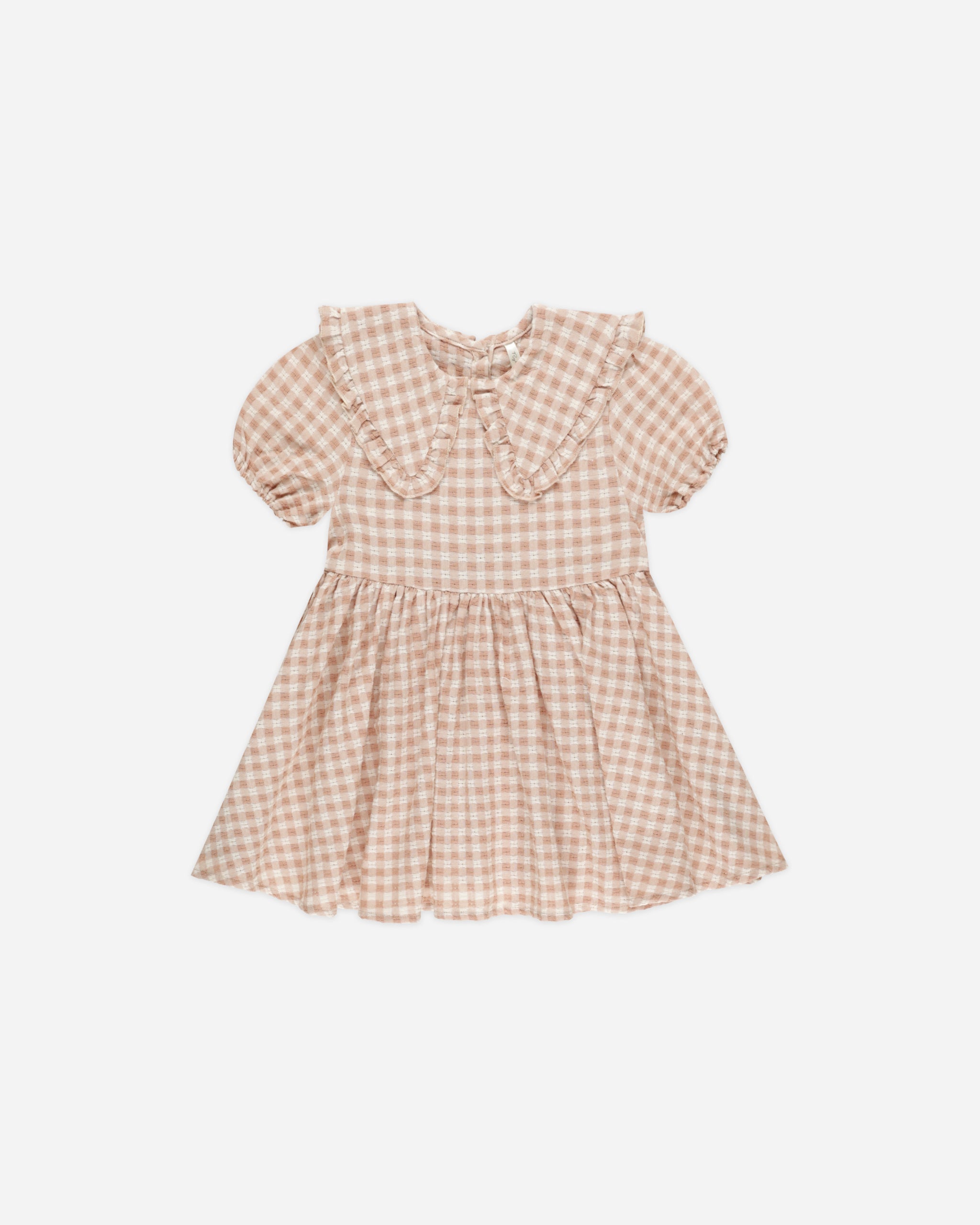 Ready-to-ship 1-2yrs Camille Dress . Girls seersucker dress with broderie anglaise collar on sale . Embroidered collar mid-season dress