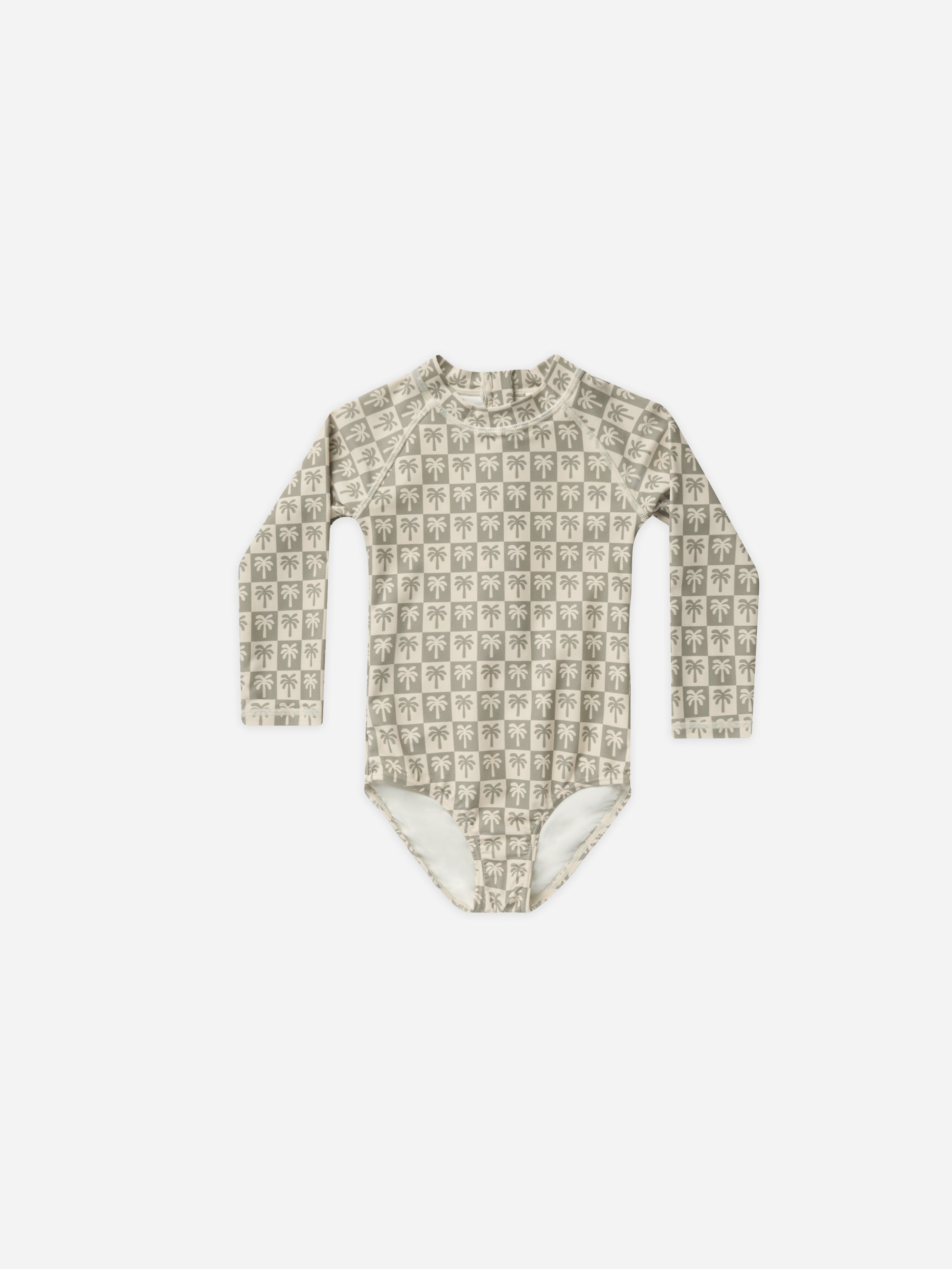 Delphine Rash Guard One-Piece || Palm Check - Rylee + Cru | Kids Clothes | Trendy Baby Clothes | Modern Infant Outfits |