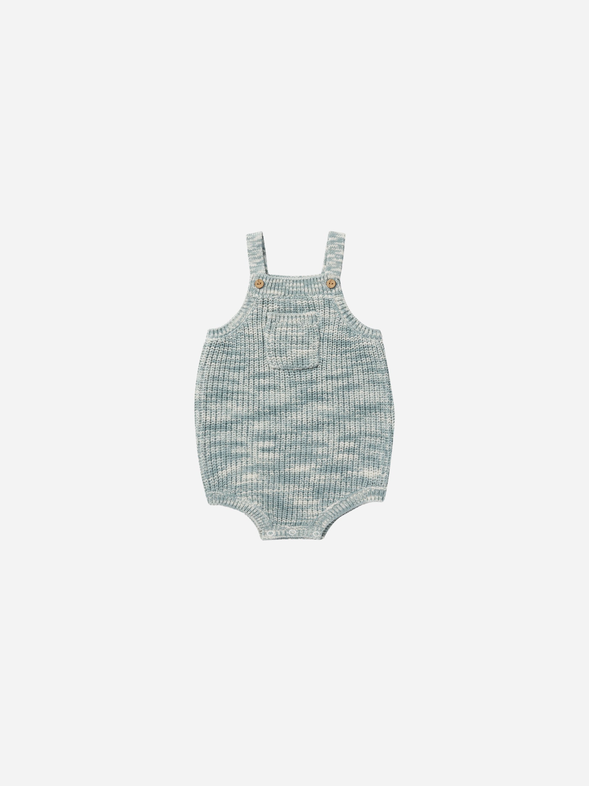 Pocketed Knit Romper || Heathered Blue - Rylee + Cru | Kids Clothes | Trendy Baby Clothes | Modern Infant Outfits |