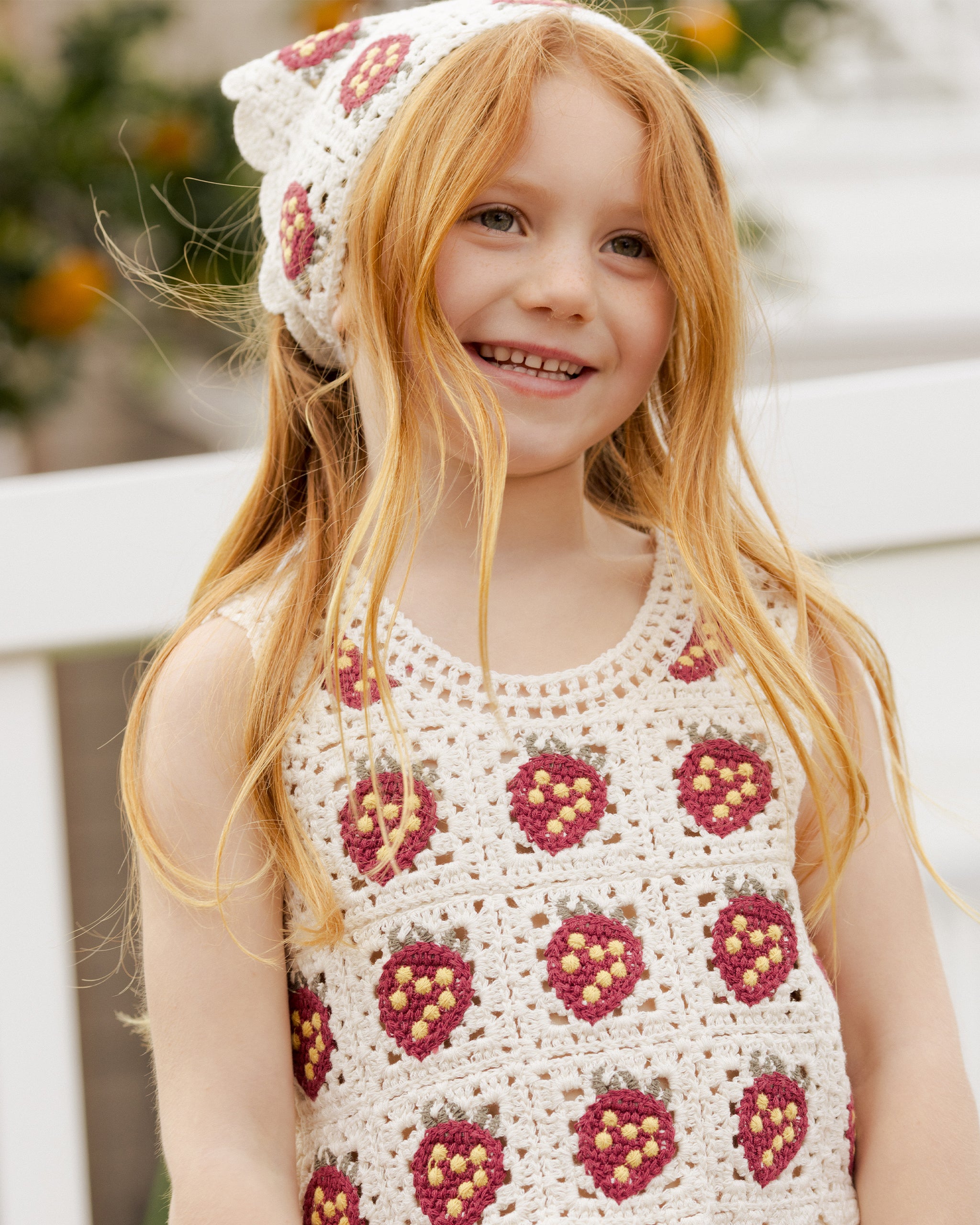 Crochet Head Scarf || Strawberry - Rylee + Cru | Kids Clothes | Trendy Baby Clothes | Modern Infant Outfits |