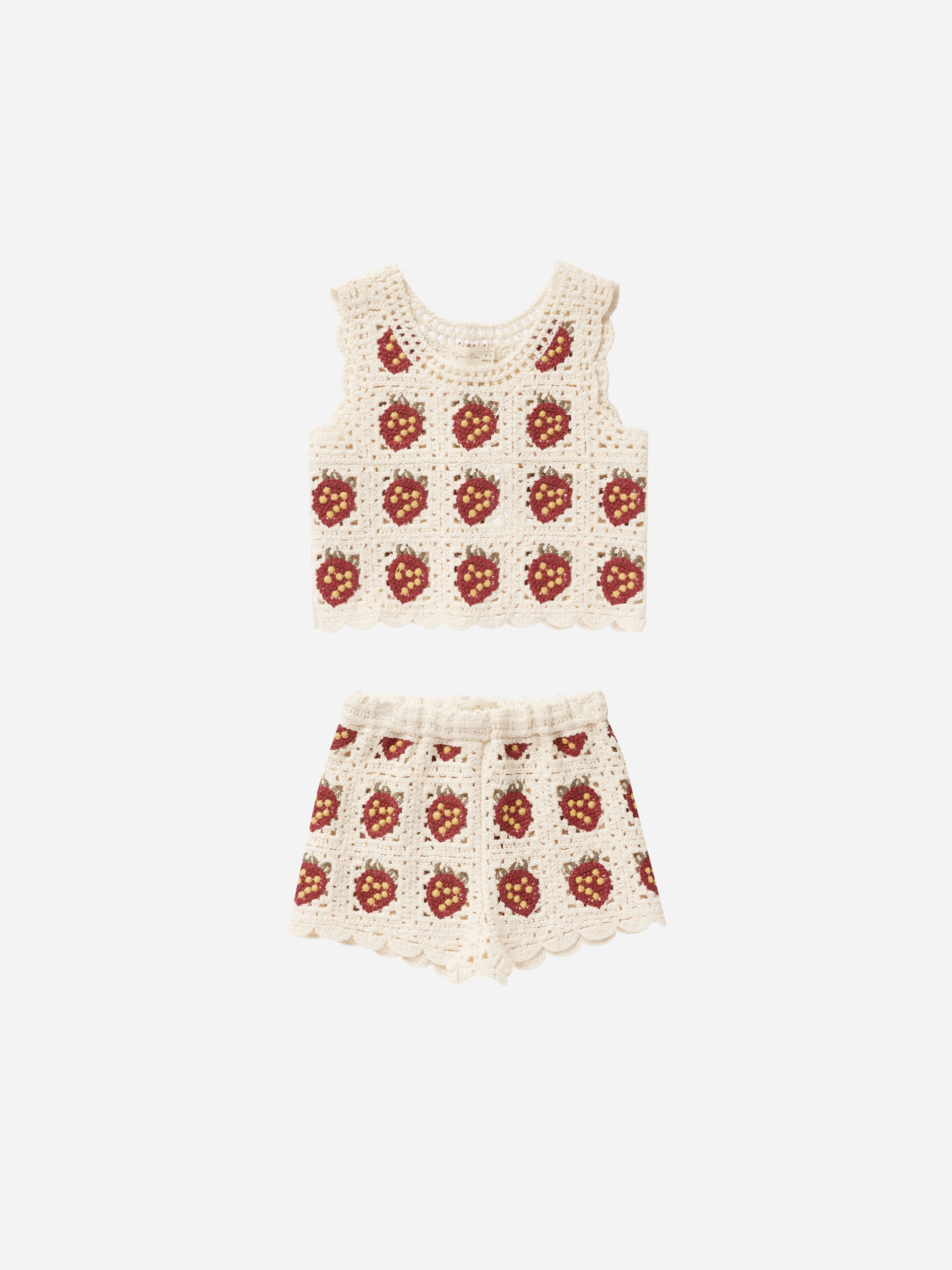 Crochet Tank Set || Strawberry - Rylee + Cru | Kids Clothes | Trendy Baby Clothes | Modern Infant Outfits |
