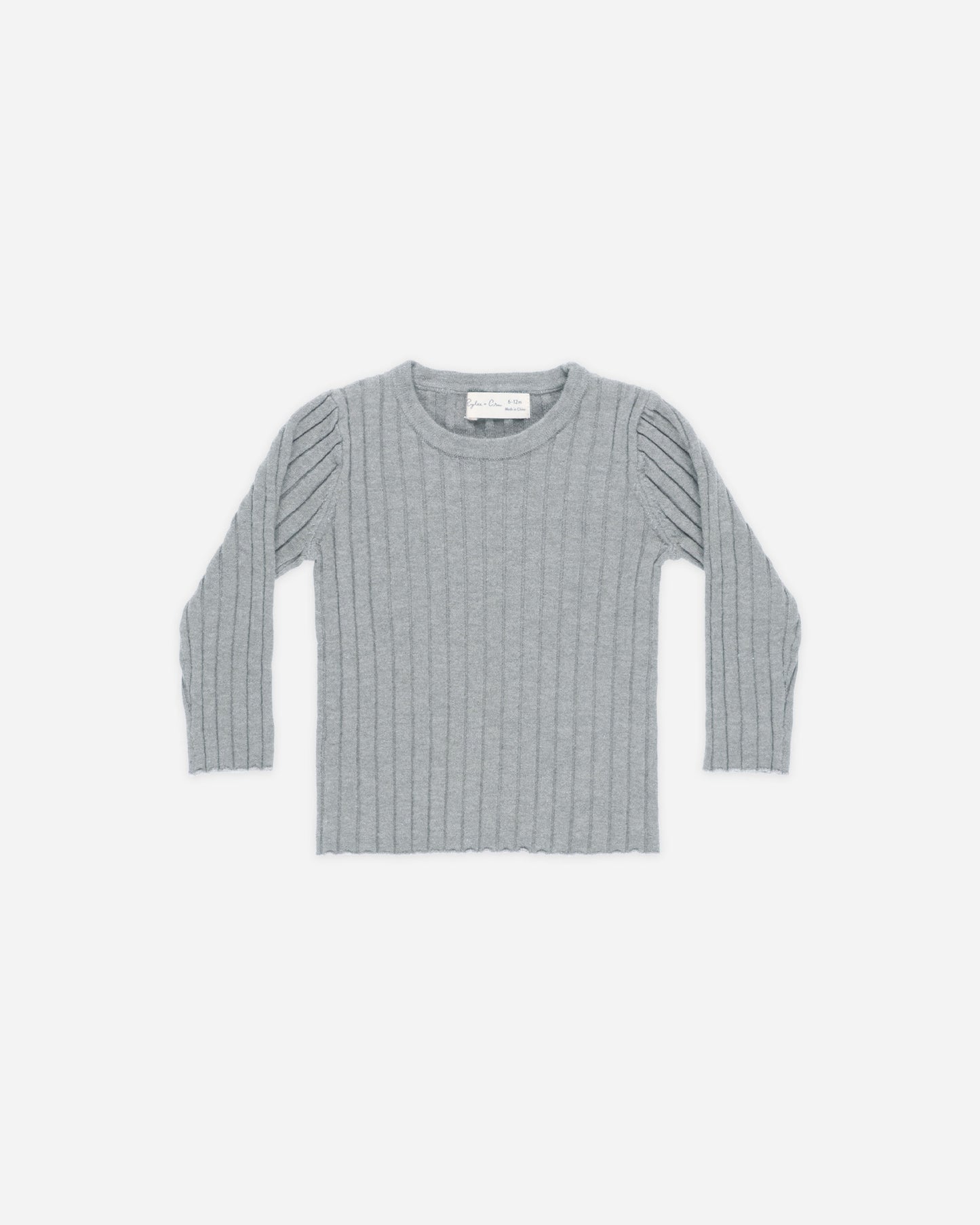 Long Sleeve Knit Top || Dusty Blue - Rylee + Cru | Kids Clothes | Trendy Baby Clothes | Modern Infant Outfits |