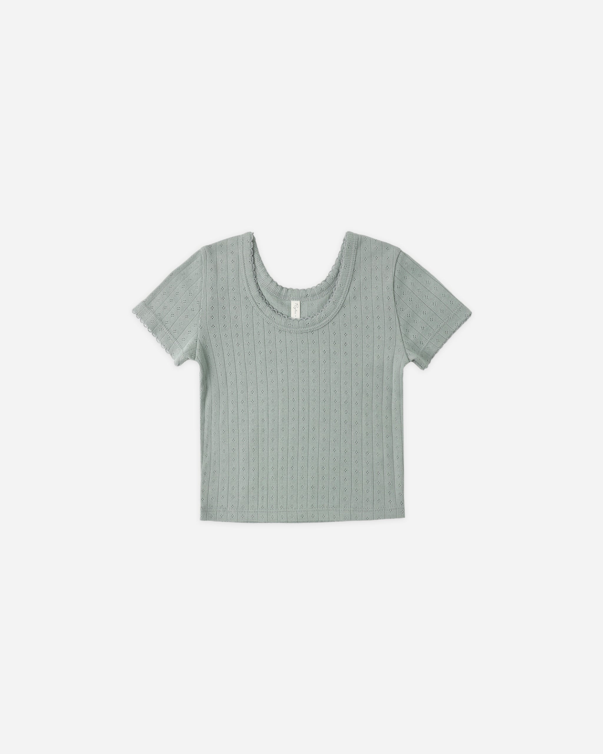 Pointelle Tee Sea Green – Rylee + Cru