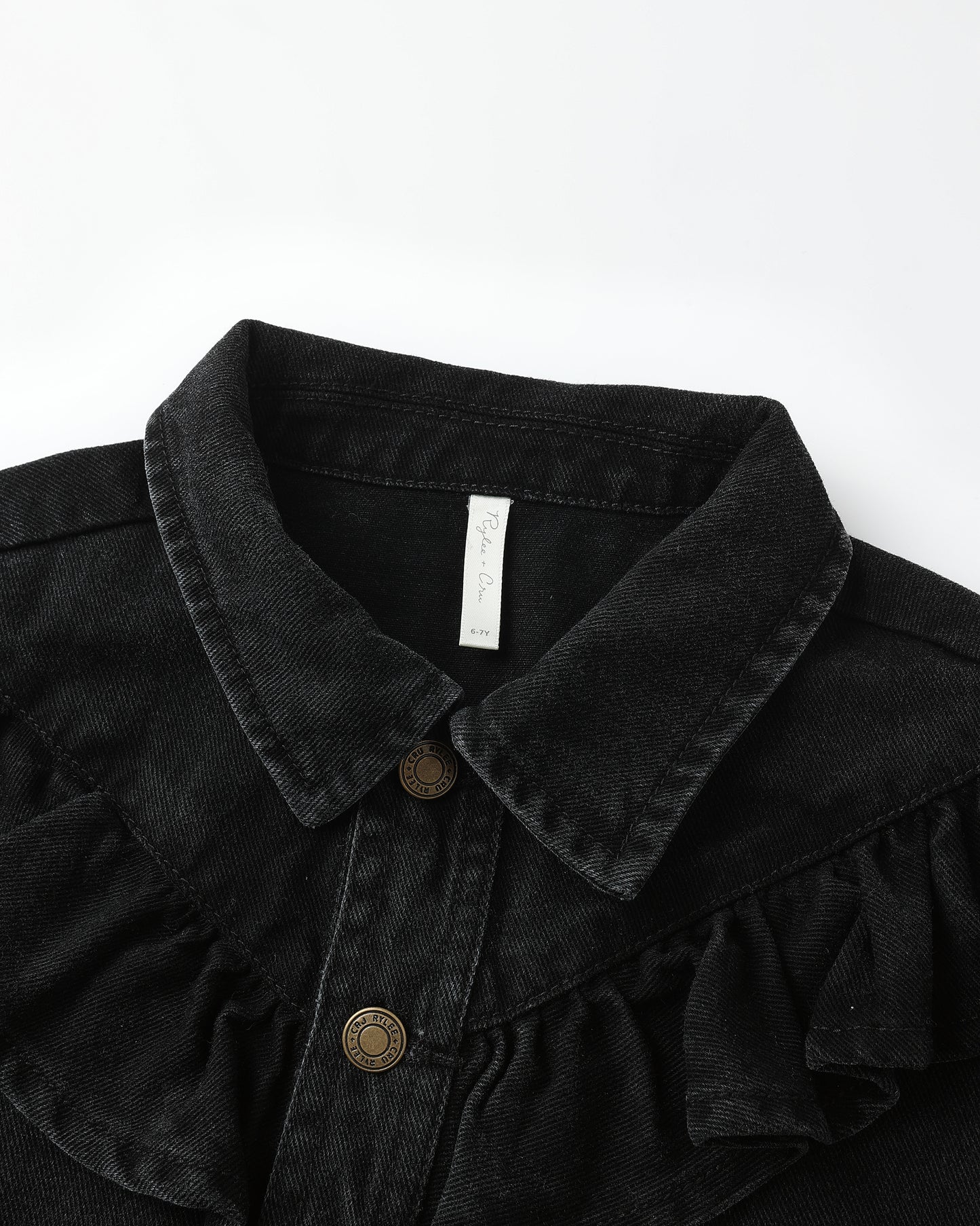 Ruffle Denim Jacket || Washed Black - Rylee + Cru | Kids Clothes | Trendy Baby Clothes | Modern Infant Outfits |