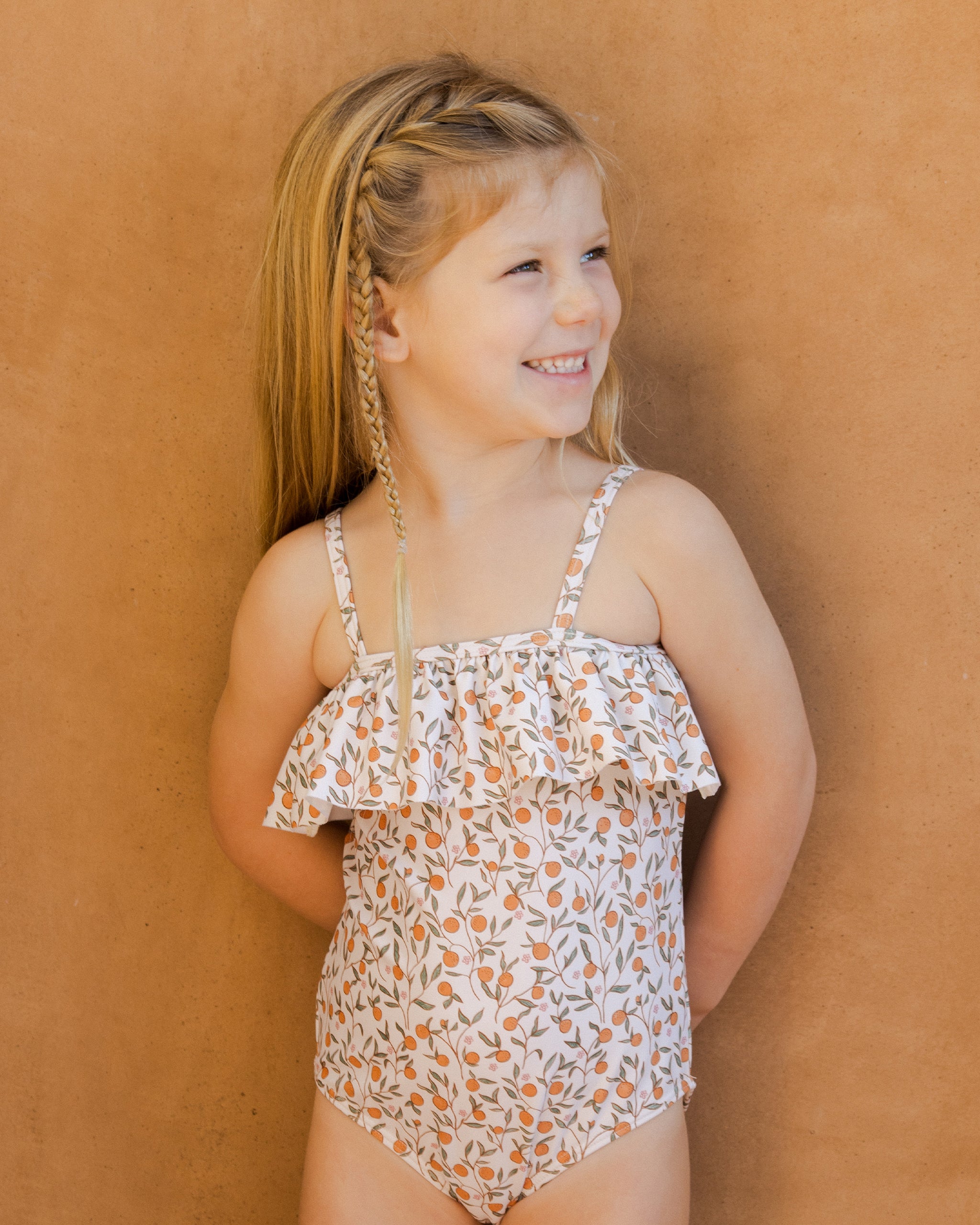Ruffle One-Piece || Citrus - Rylee + Cru | Kids Clothes | Trendy Baby Clothes | Modern Infant Outfits |