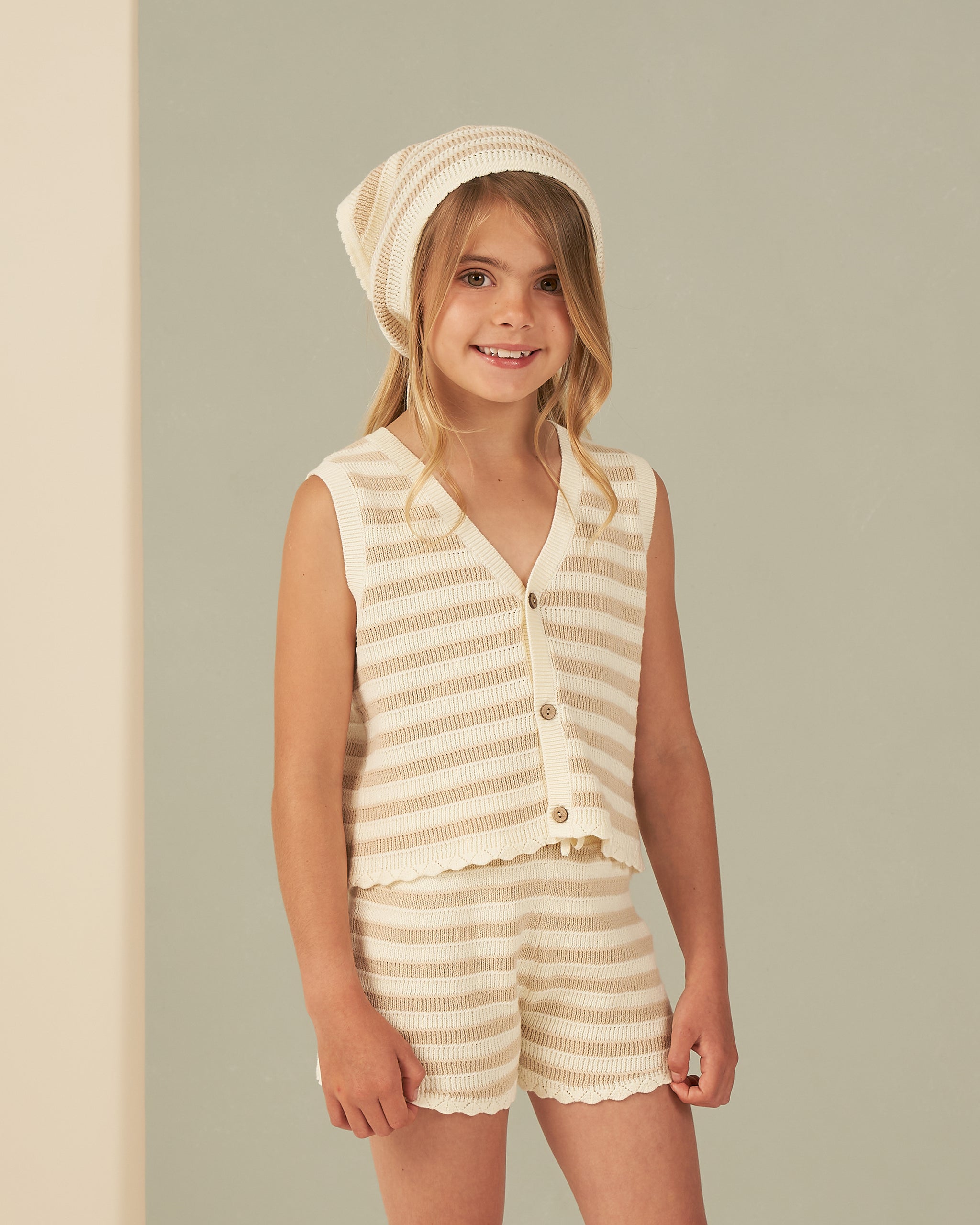 Knit Vest || Sand Stripe - Rylee + Cru | Kids Clothes | Trendy Baby Clothes | Modern Infant Outfits |