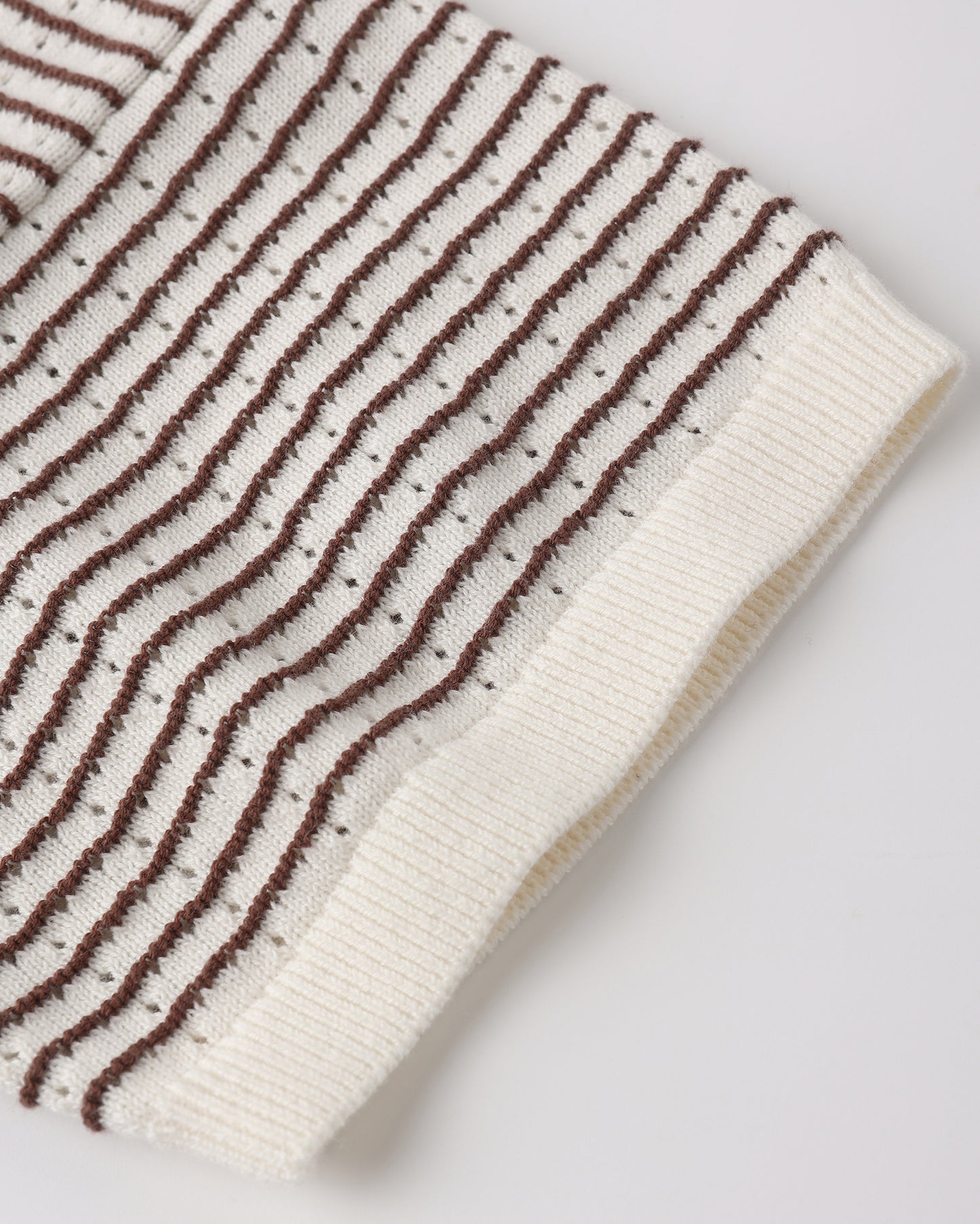 Teen Boxy Crop Knit Tee Chocolate Stripe