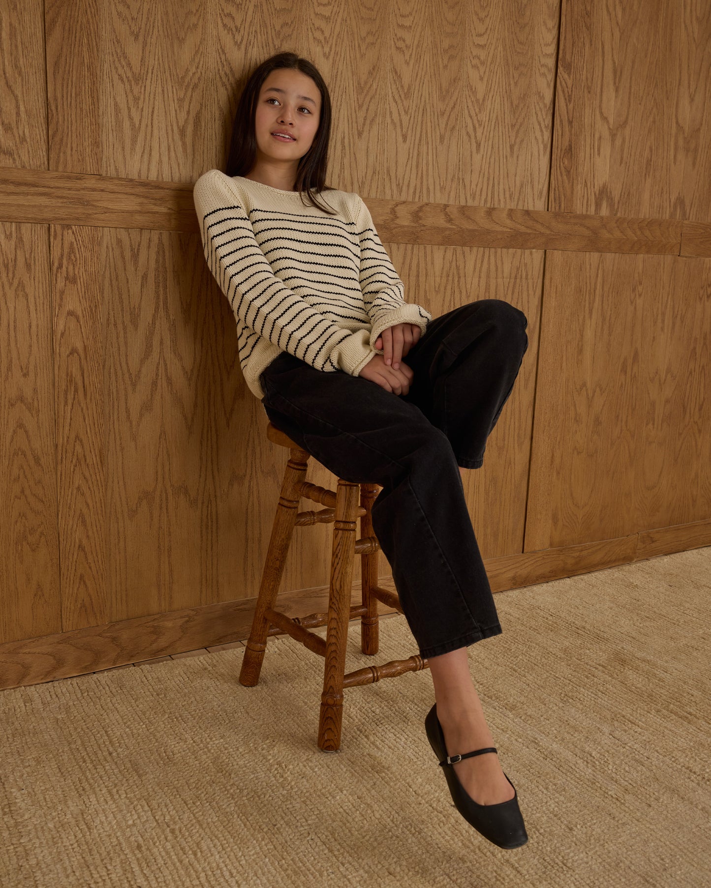 Jacques Sweater || Black Stripe - Rylee + Cru | Kids Clothes | Trendy Baby Clothes | Modern Infant Outfits |