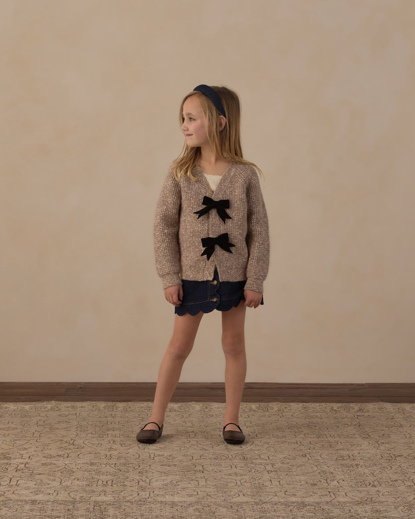 Bow Cardigan Heathered Stone - Rylee + Cru | Kids Clothes | Trendy Baby Clothes | Modern Infant Outfits |