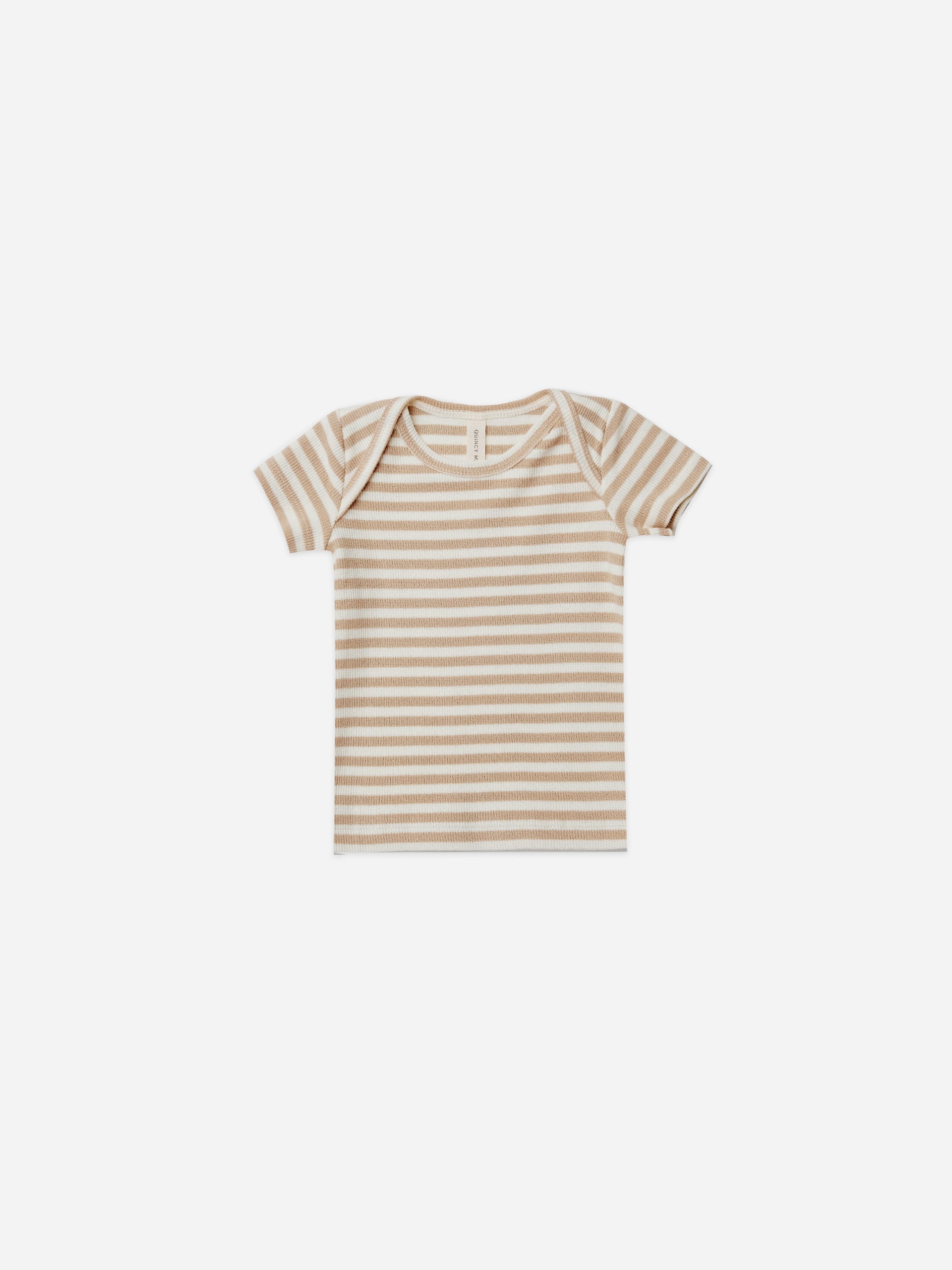 Ribbed Short Sleeve Tee | Latte Stripe