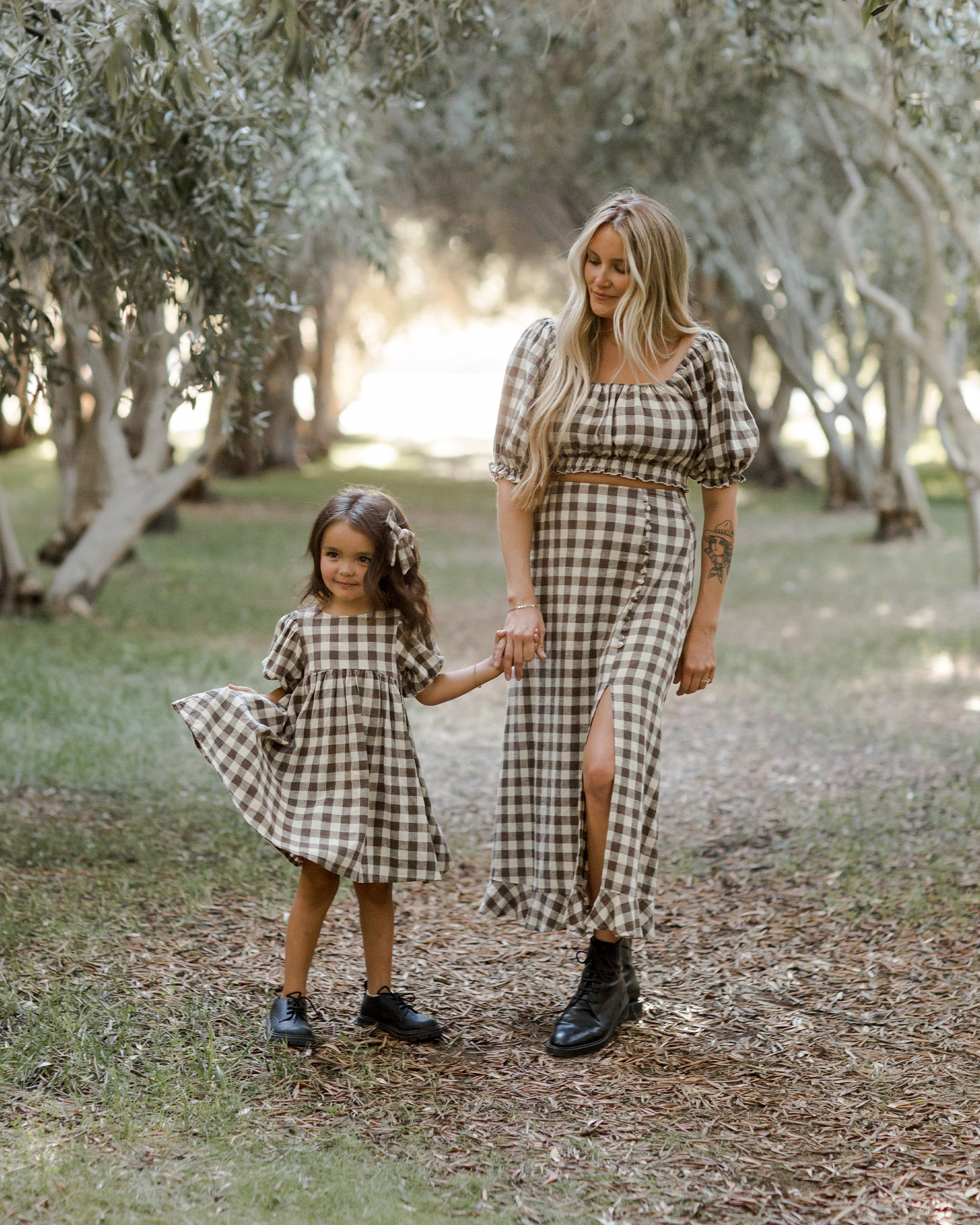 Button Slit Skirt | Charcoal Check - Rylee + Cru | Kids Clothes | Trendy Baby Clothes | Modern Infant Outfits |