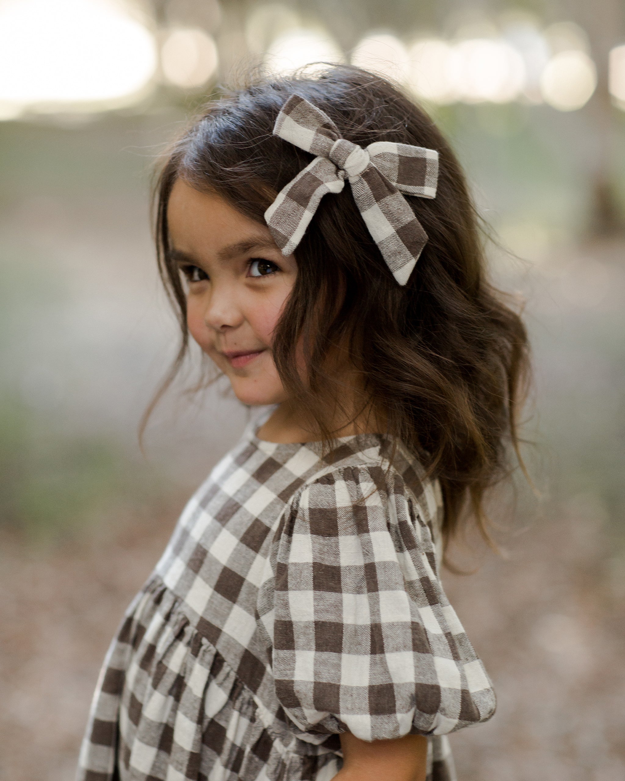 Girl Bow || Charcoal Check - Rylee + Cru | Kids Clothes | Trendy Baby Clothes | Modern Infant Outfits |