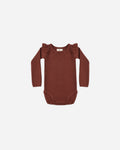 Shoulder Ruffle Bodysuit Brick - Rylee + Cru | Kids Clothes | Trendy Baby Clothes | Modern Infant Outfits |