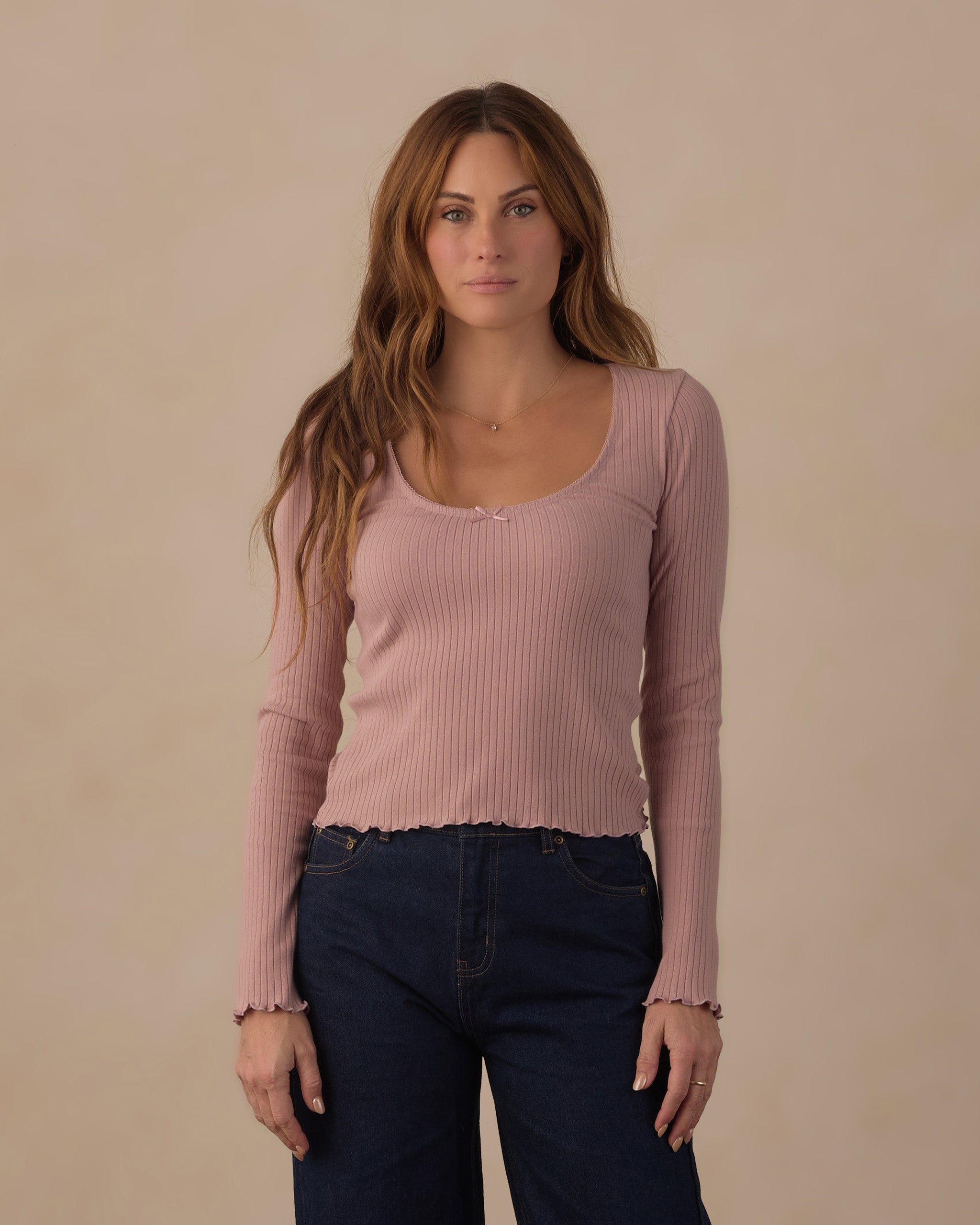 Women's Ribbed Long Sleeve Rosewood - Rylee + Cru | Kids Clothes | Trendy Baby Clothes | Modern Infant Outfits |