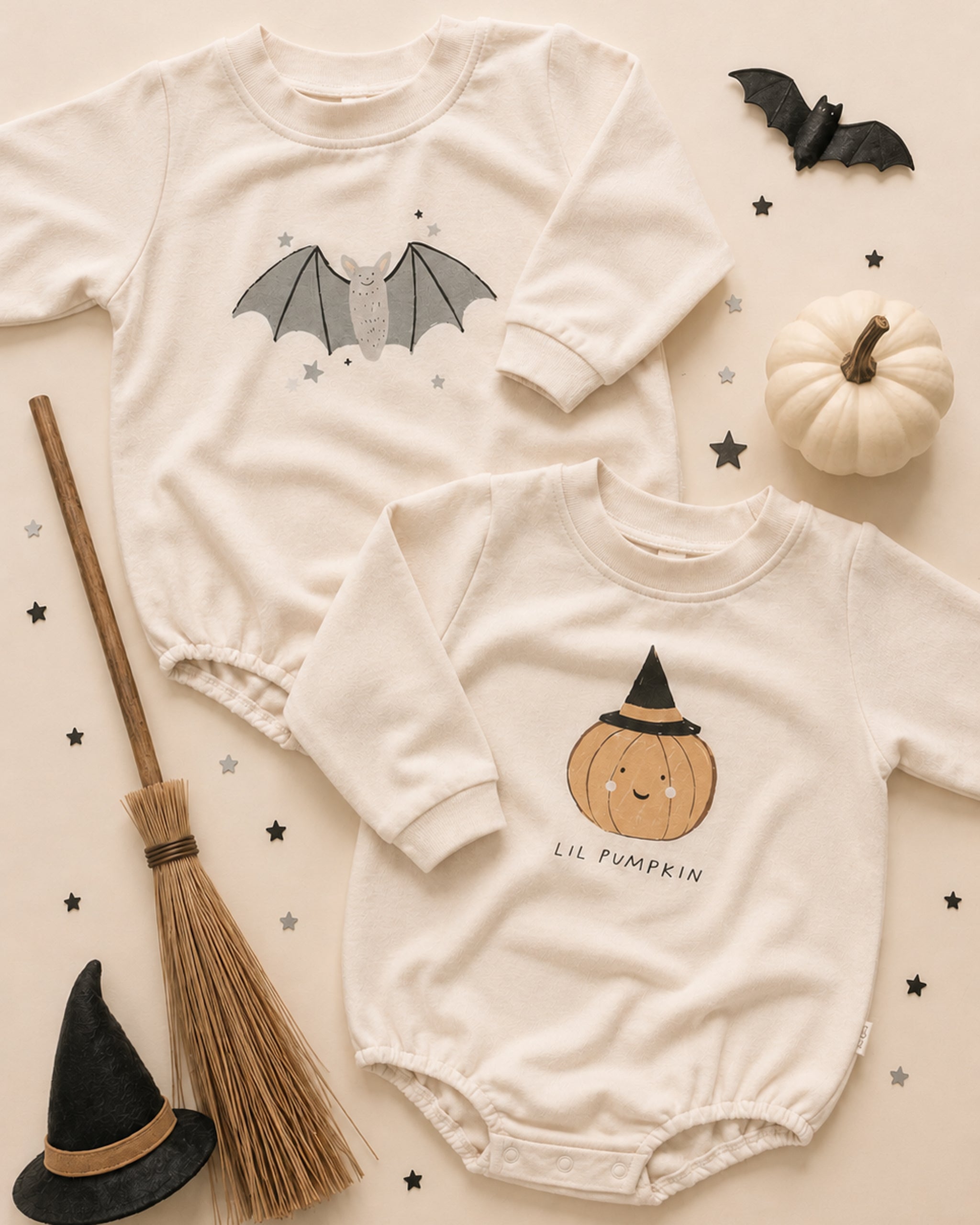 Crewneck Bubble Romper Lil Pumpkin - Rylee + Cru | Kids Clothes | Trendy Baby Clothes | Modern Infant Outfits |