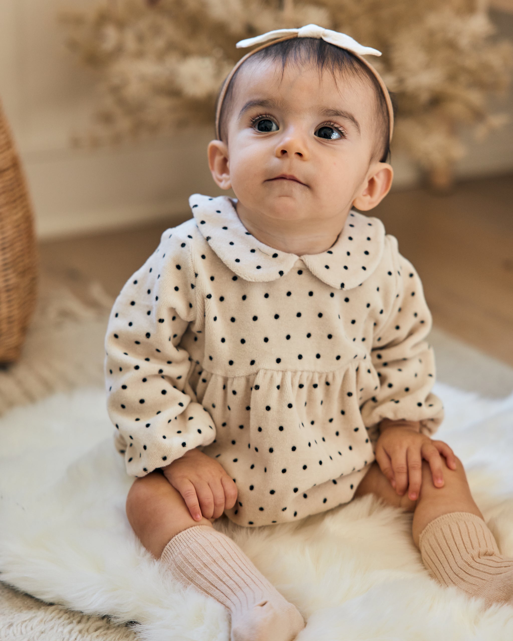 Peter Pan Romper || Polka Dot - Rylee + Cru | Kids Clothes | Trendy Baby Clothes | Modern Infant Outfits |
