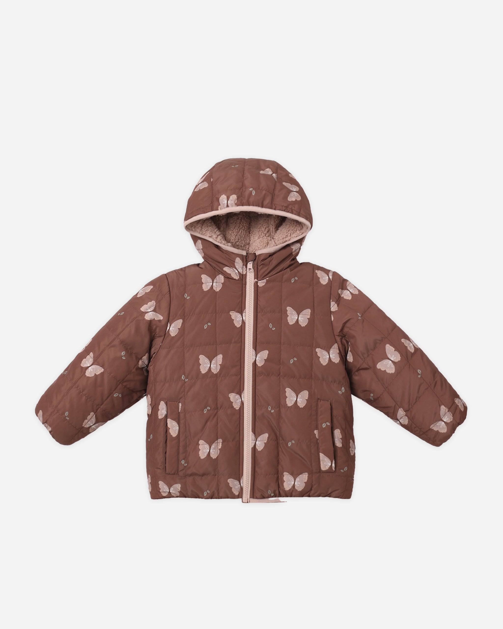 Lightweight Reversible Puffer Butterflies - Rylee + Cru | Kids Clothes | Trendy Baby Clothes | Modern Infant Outfits |
