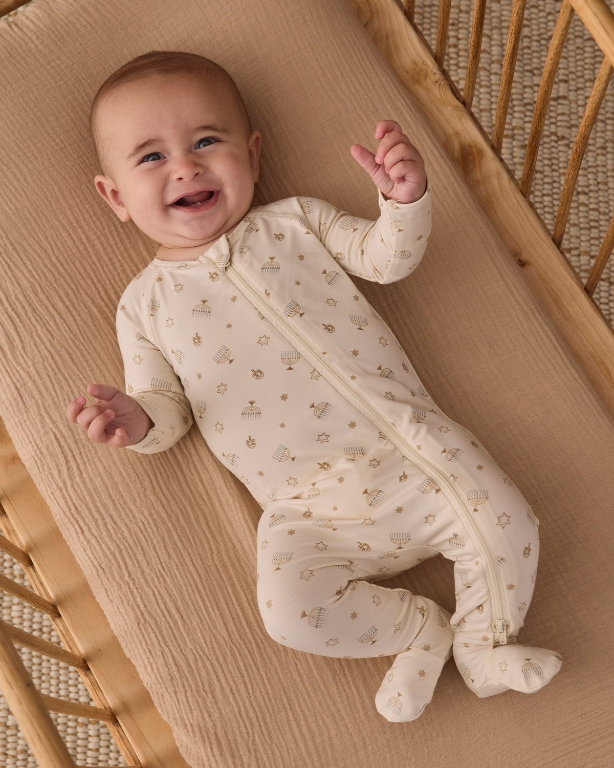 Bamboo Zip Footie Hanukkah - Rylee + Cru | Kids Clothes | Trendy Baby Clothes | Modern Infant Outfits |