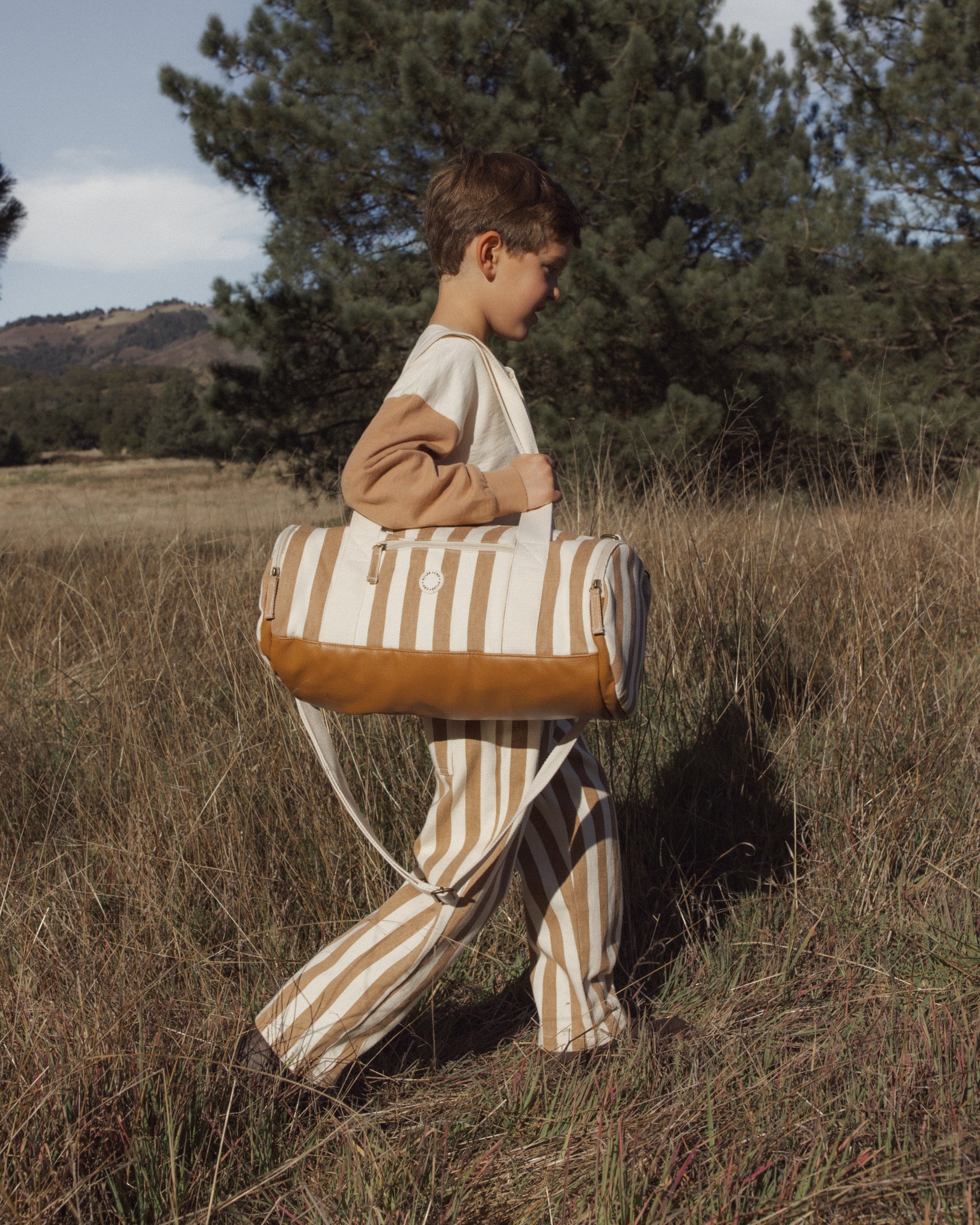 Duffle Bag Fawn Pinstripe - Rylee + Cru | Kids Clothes | Trendy Baby Clothes | Modern Infant Outfits |