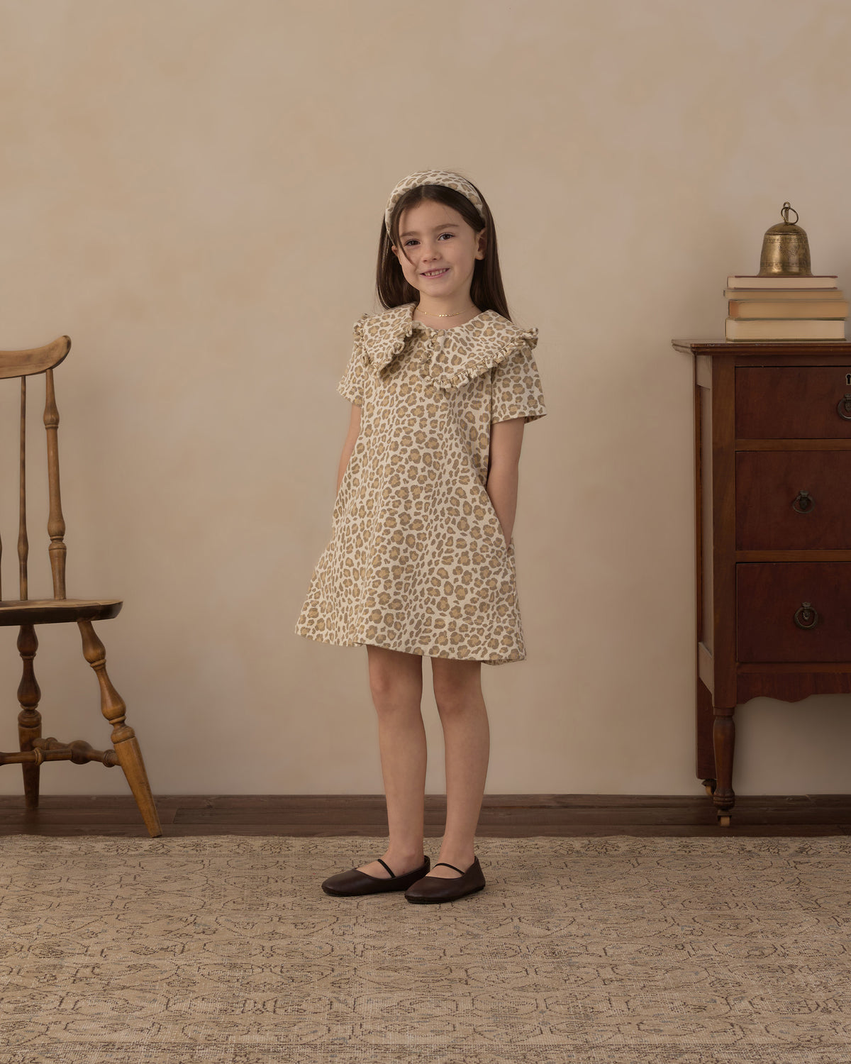Collared Denim Mini Dress Leopard - Rylee + Cru | Kids Clothes | Trendy Baby Clothes | Modern Infant Outfits |