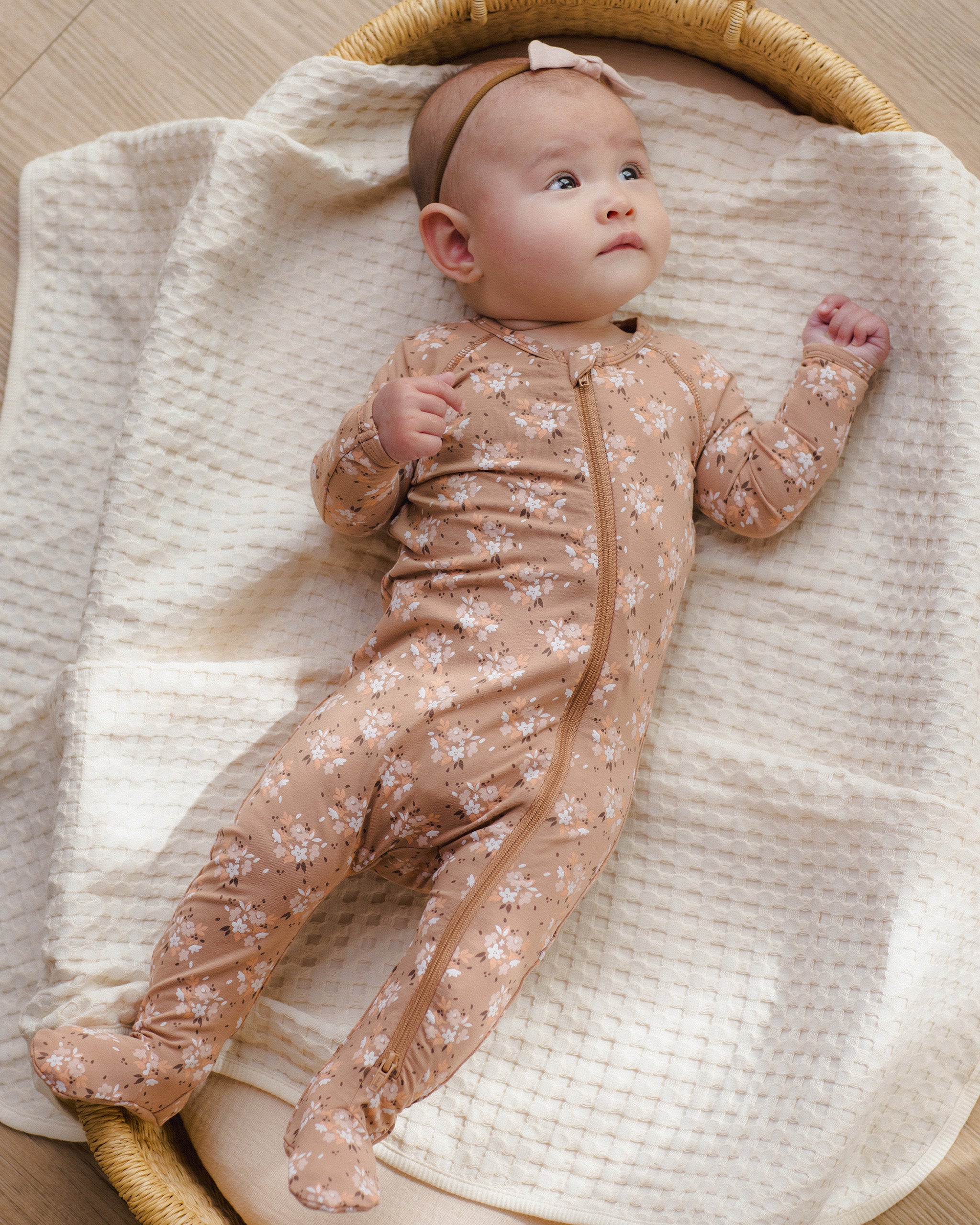 Bamboo Zip Footie Fall Floral - Rylee + Cru | Kids Clothes | Trendy Baby Clothes | Modern Infant Outfits |