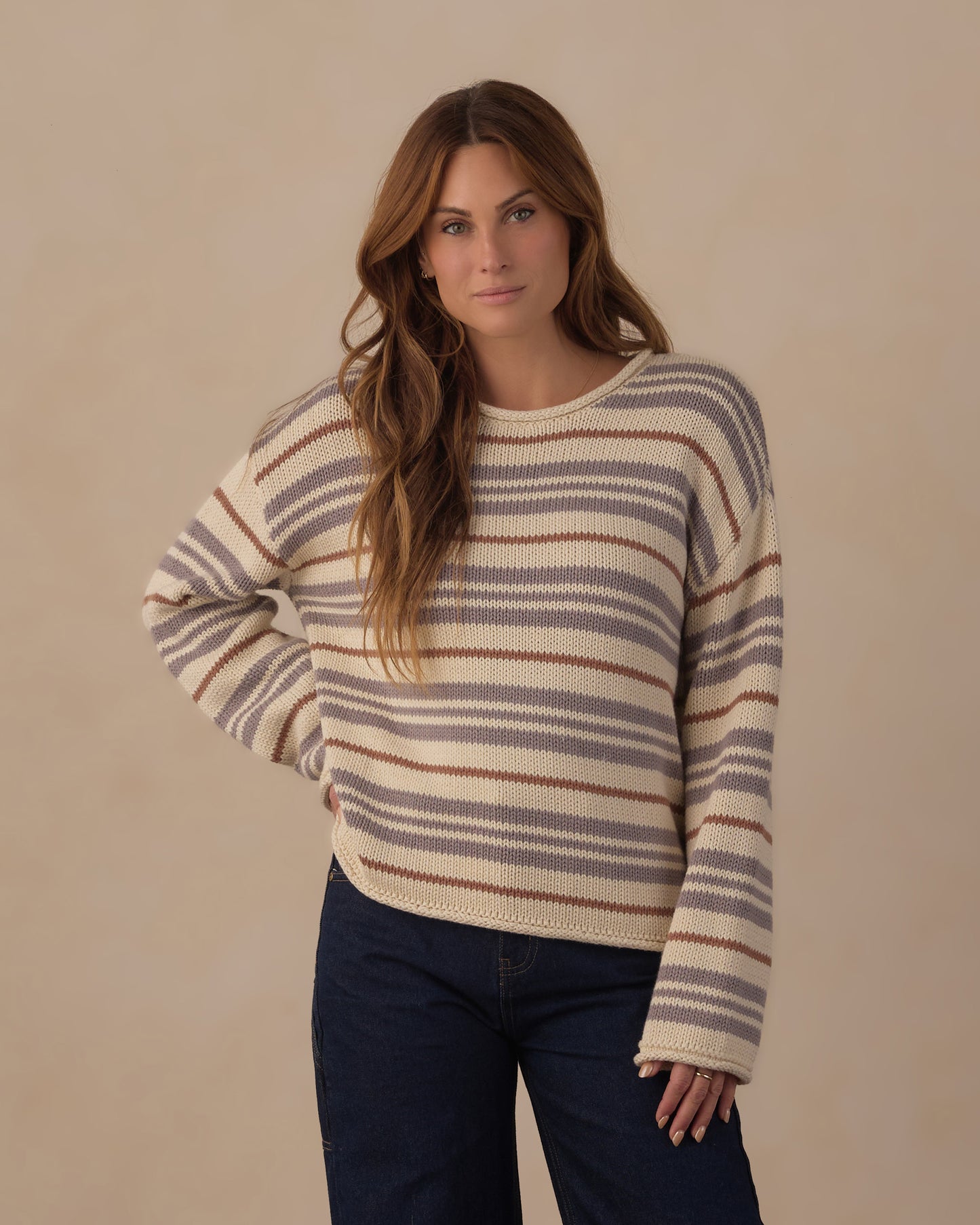 Women's Jacques Sweater Dusty Blue Stripe - Rylee + Cru | Kids Clothes | Trendy Baby Clothes | Modern Infant Outfits |