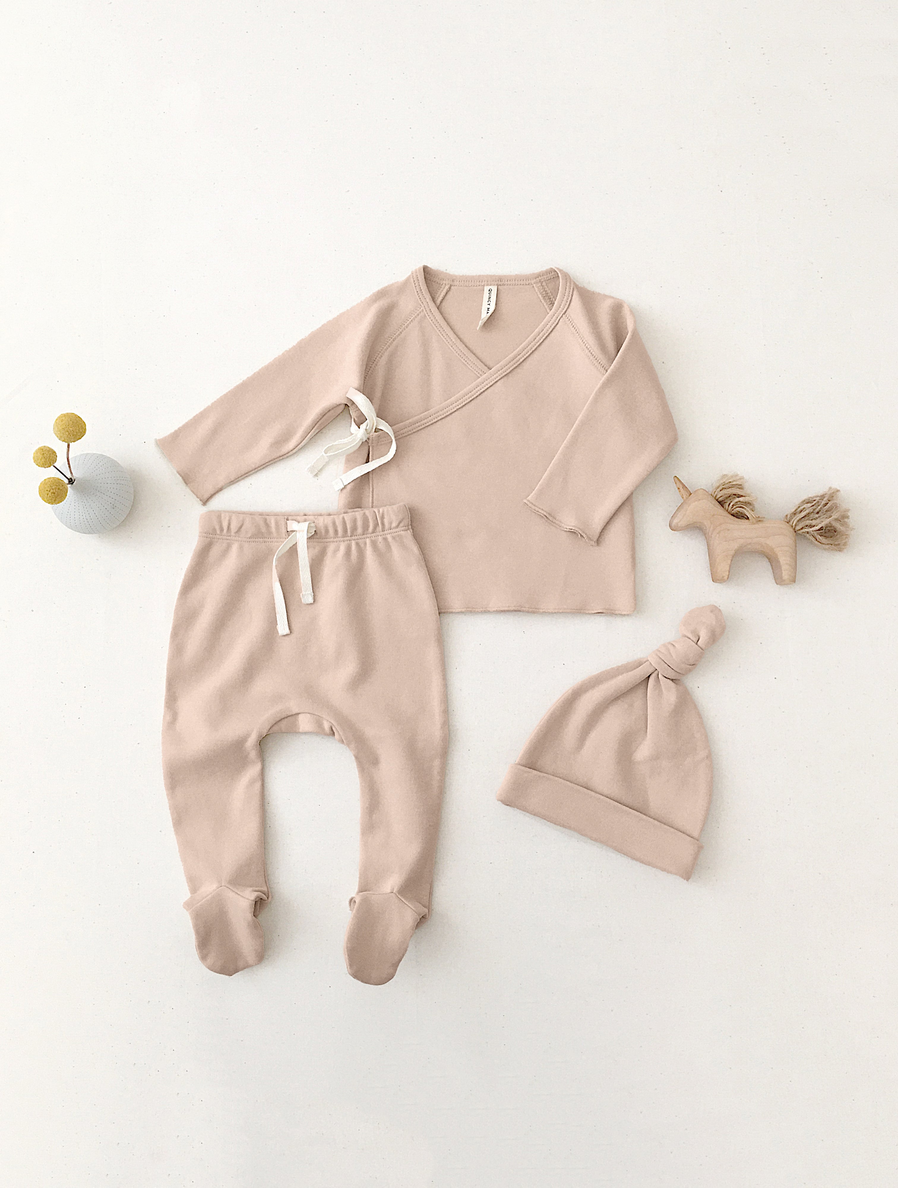Wrap Top + Footed Pant Set || Blush - Rylee + Cru | Kids Clothes | Trendy Baby Clothes | Modern Infant Outfits |