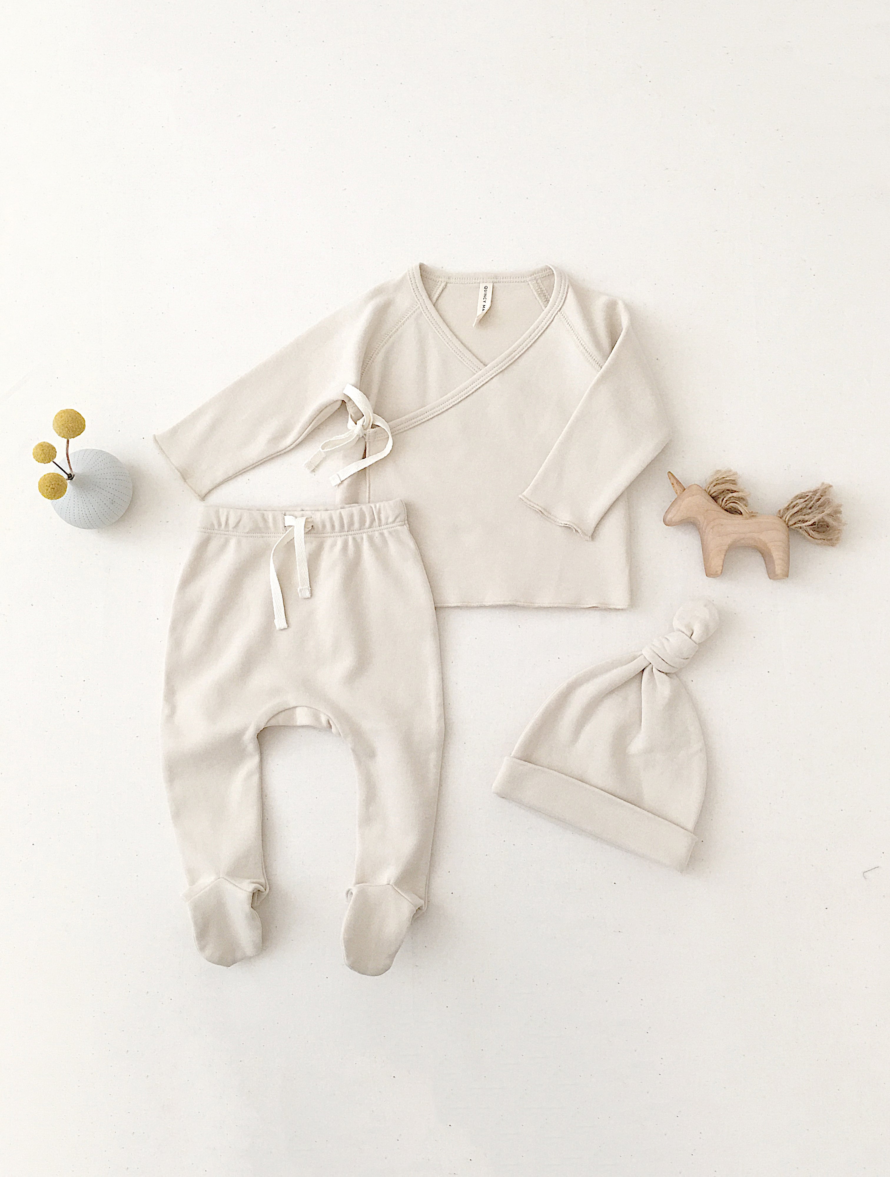 Wrap Top + Footed Pant Set || Ivory - Rylee + Cru | Kids Clothes | Trendy Baby Clothes | Modern Infant Outfits |