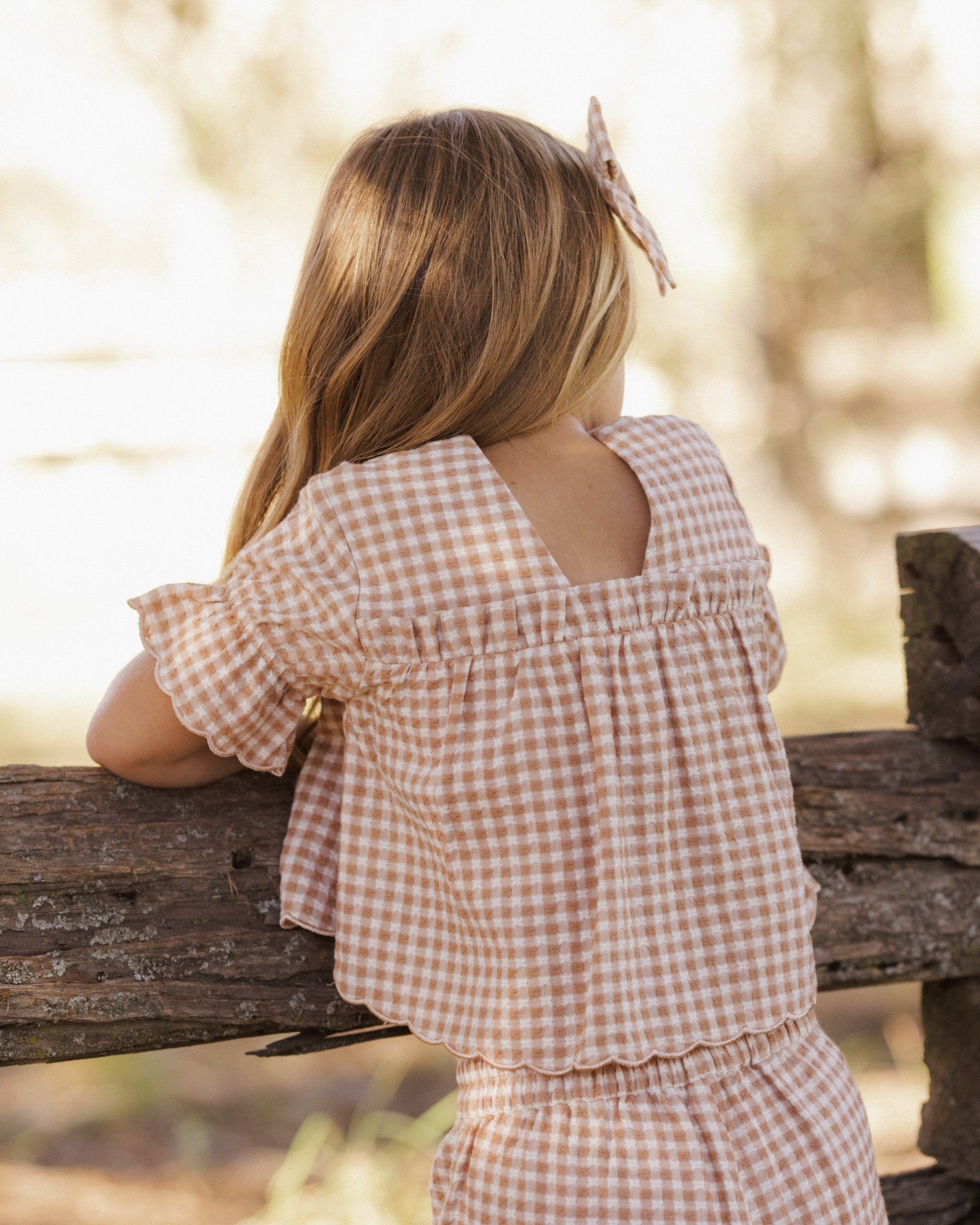 Francie Blouse Fawn Gingham - Rylee + Cru | Kids Clothes | Trendy Baby Clothes | Modern Infant Outfits |