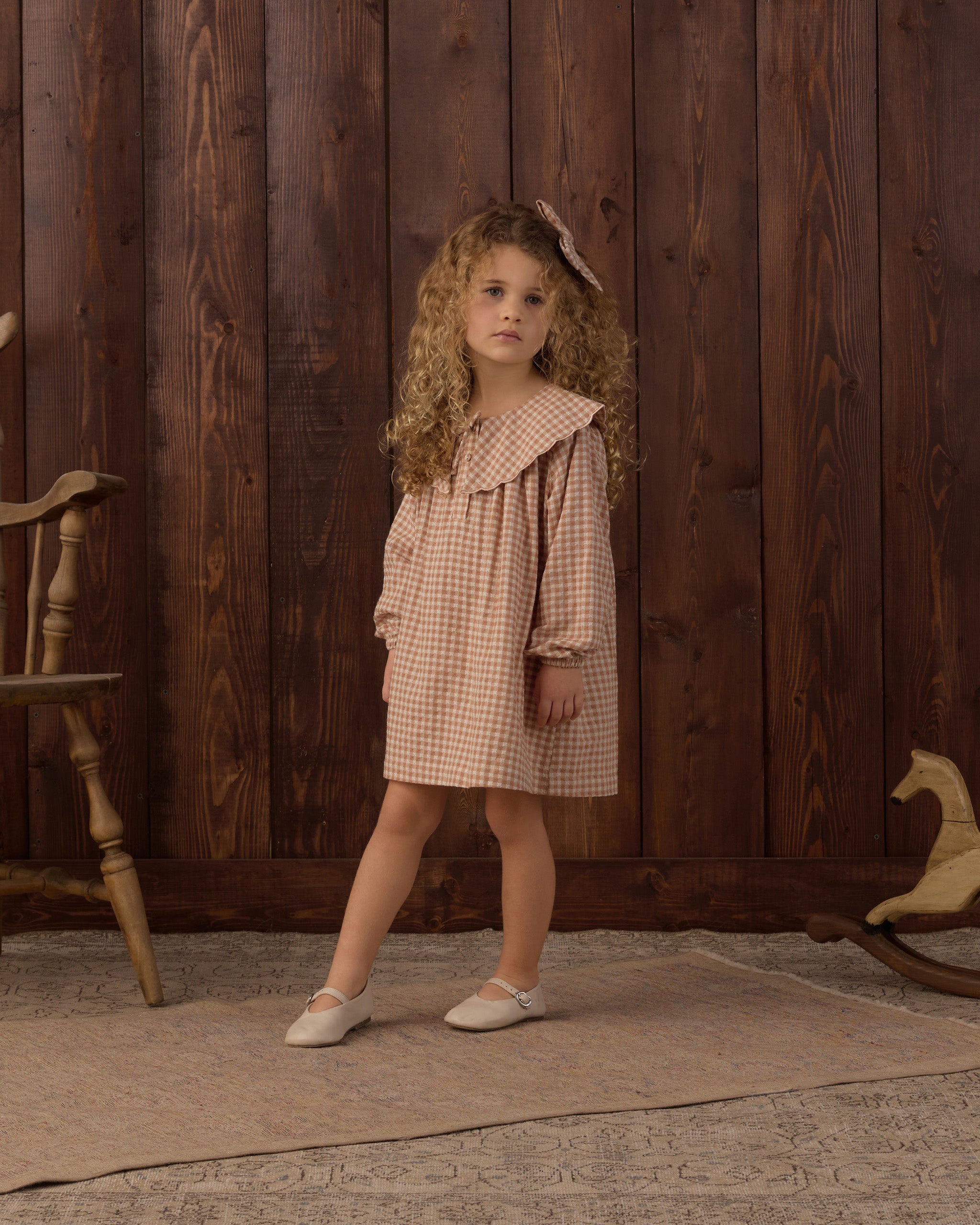 Collette Mini Dress Fawn Gingham - Rylee + Cru | Kids Clothes | Trendy Baby Clothes | Modern Infant Outfits |