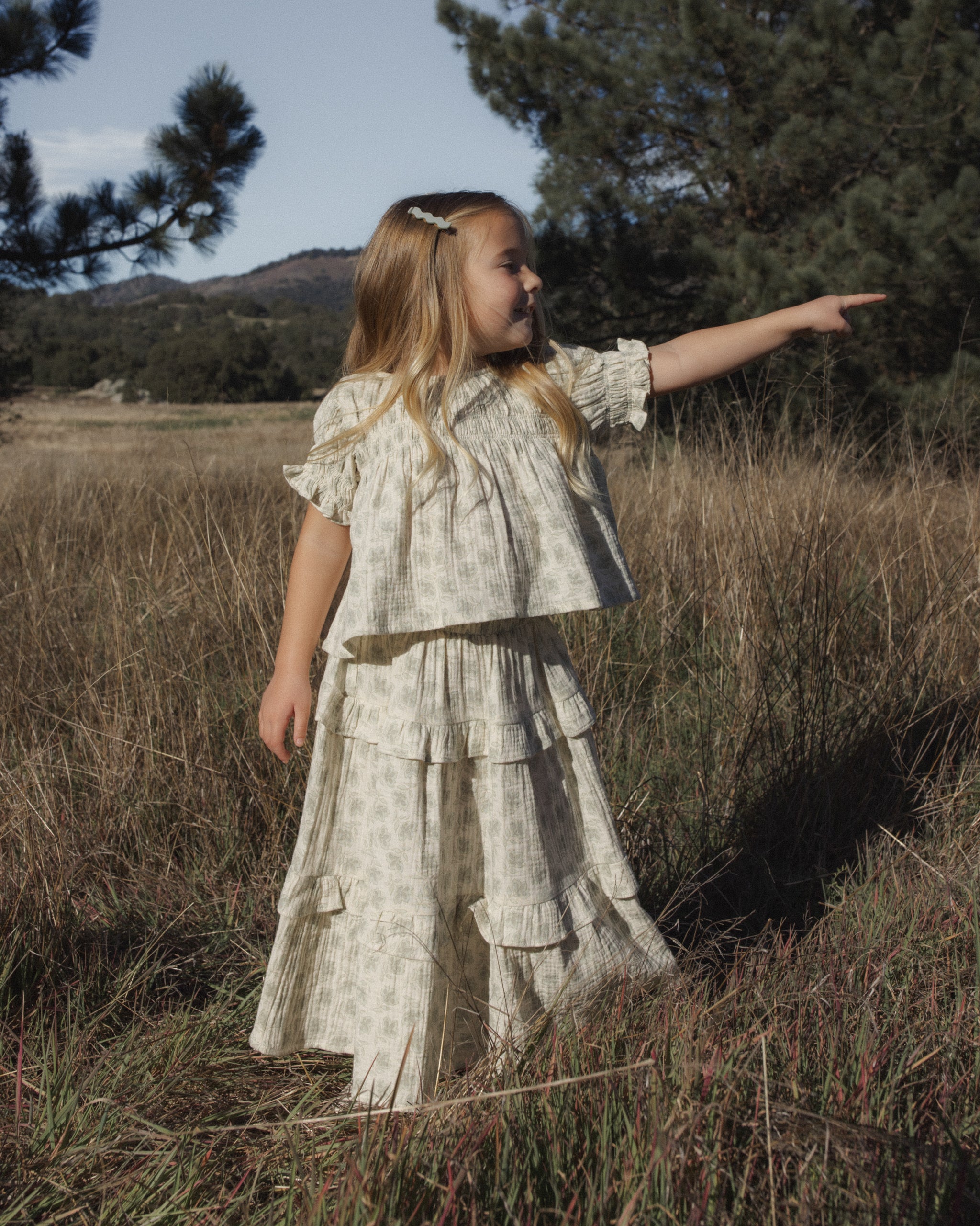 Ruffled Midi Skirt Green Iris - Rylee + Cru | Kids Clothes | Trendy Baby Clothes | Modern Infant Outfits |