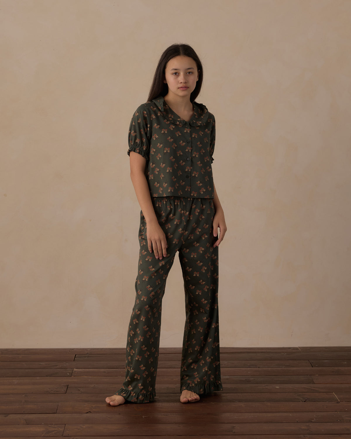 Teen Ruffle Pajamas Evergreen Bouquet - Rylee + Cru | Kids Clothes | Trendy Baby Clothes | Modern Infant Outfits |