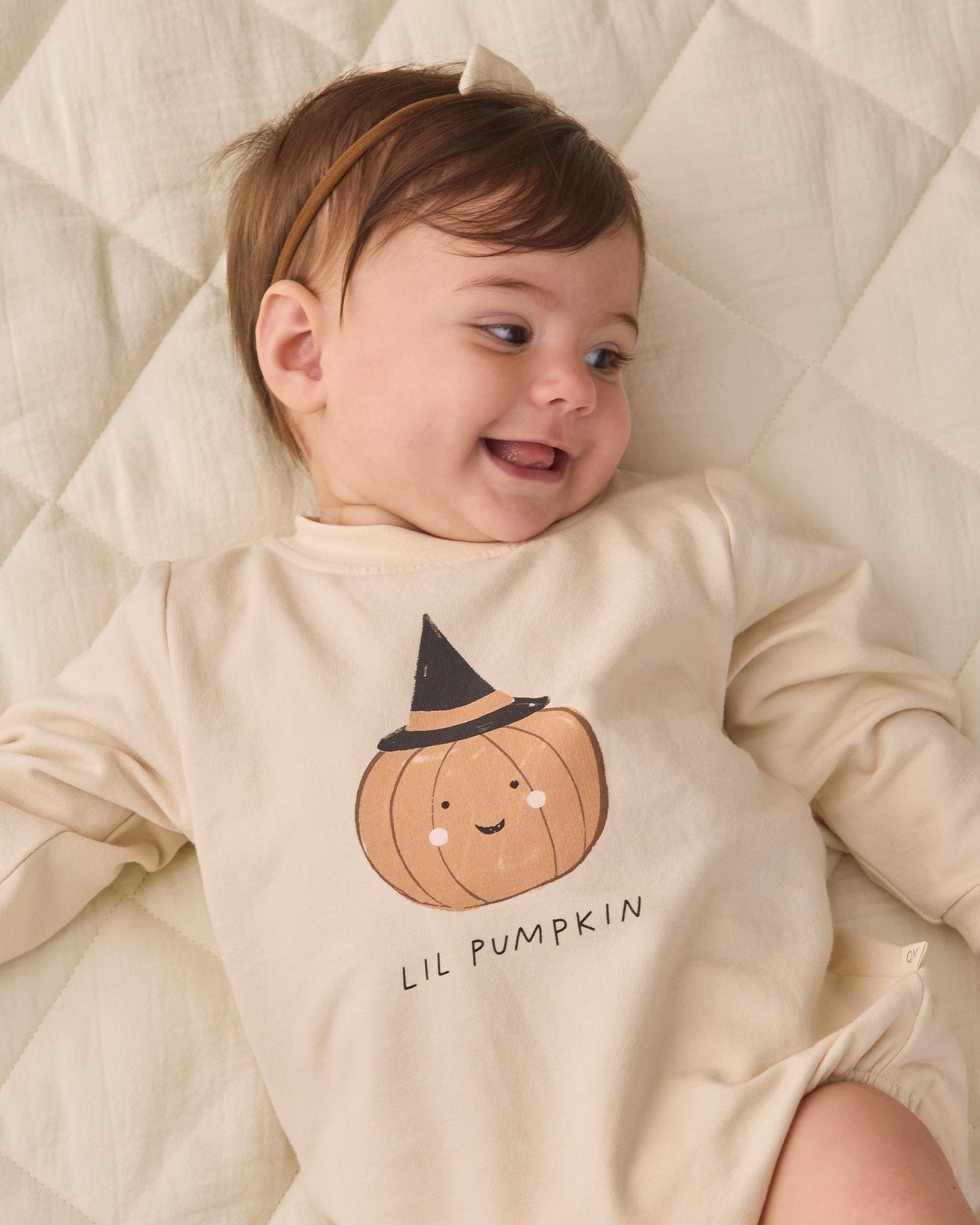 Crewneck Bubble Romper Lil Pumpkin - Rylee + Cru | Kids Clothes | Trendy Baby Clothes | Modern Infant Outfits |