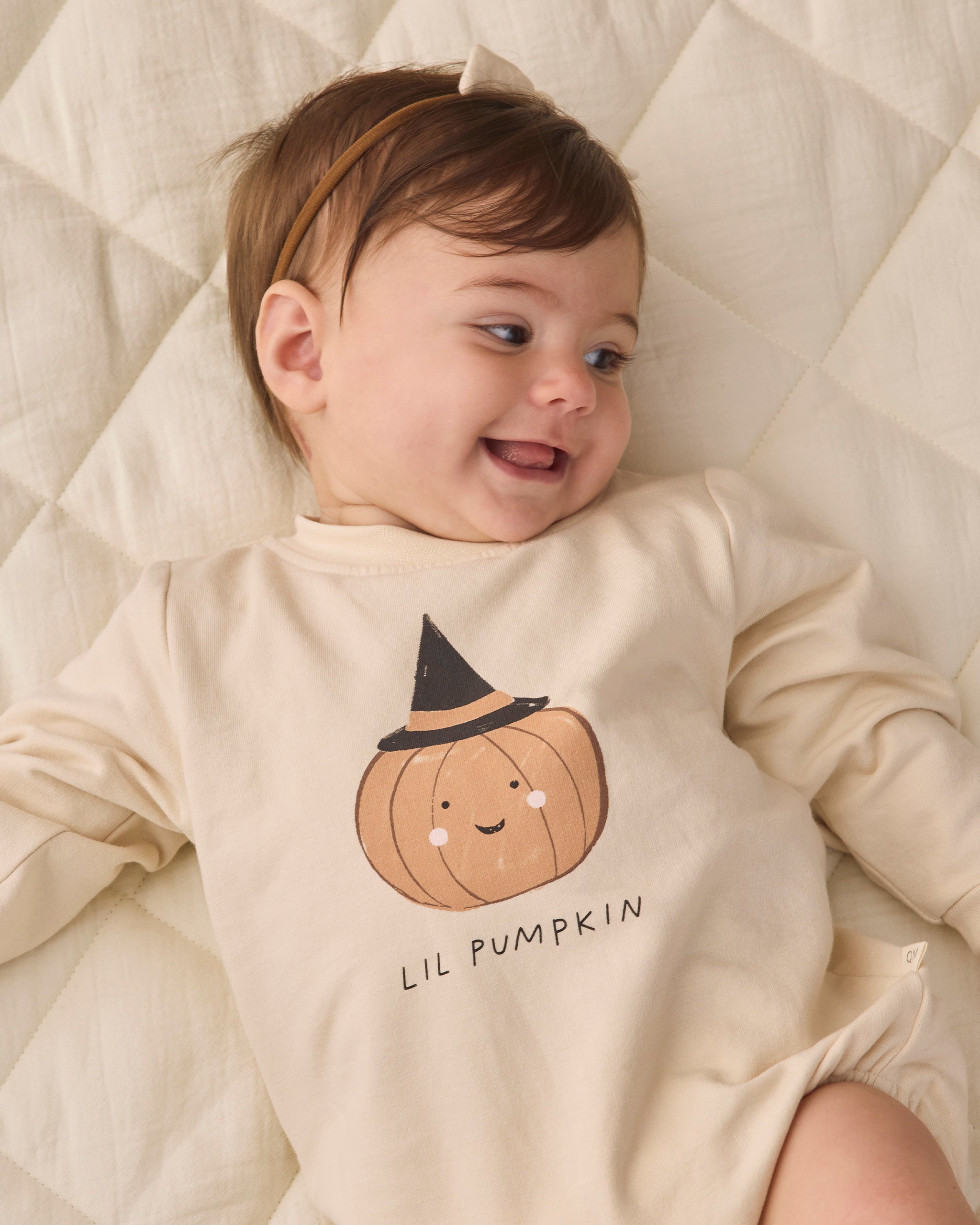 Crewneck Bubble Romper Lil Pumpkin - Rylee + Cru | Kids Clothes | Trendy Baby Clothes | Modern Infant Outfits |
