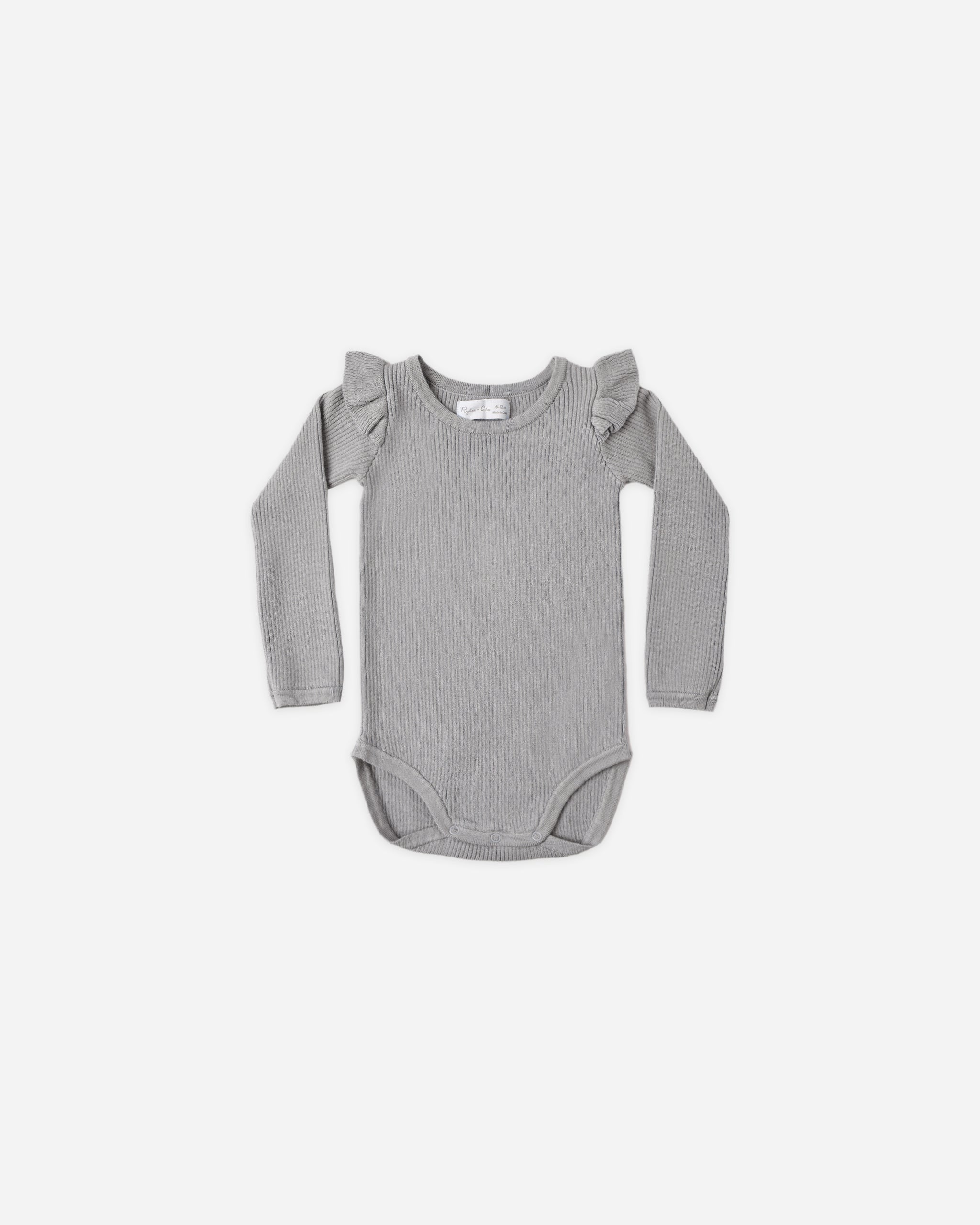 Shoulder Ruffle Bodysuit Dusty Blue - Rylee + Cru | Kids Clothes | Trendy Baby Clothes | Modern Infant Outfits |