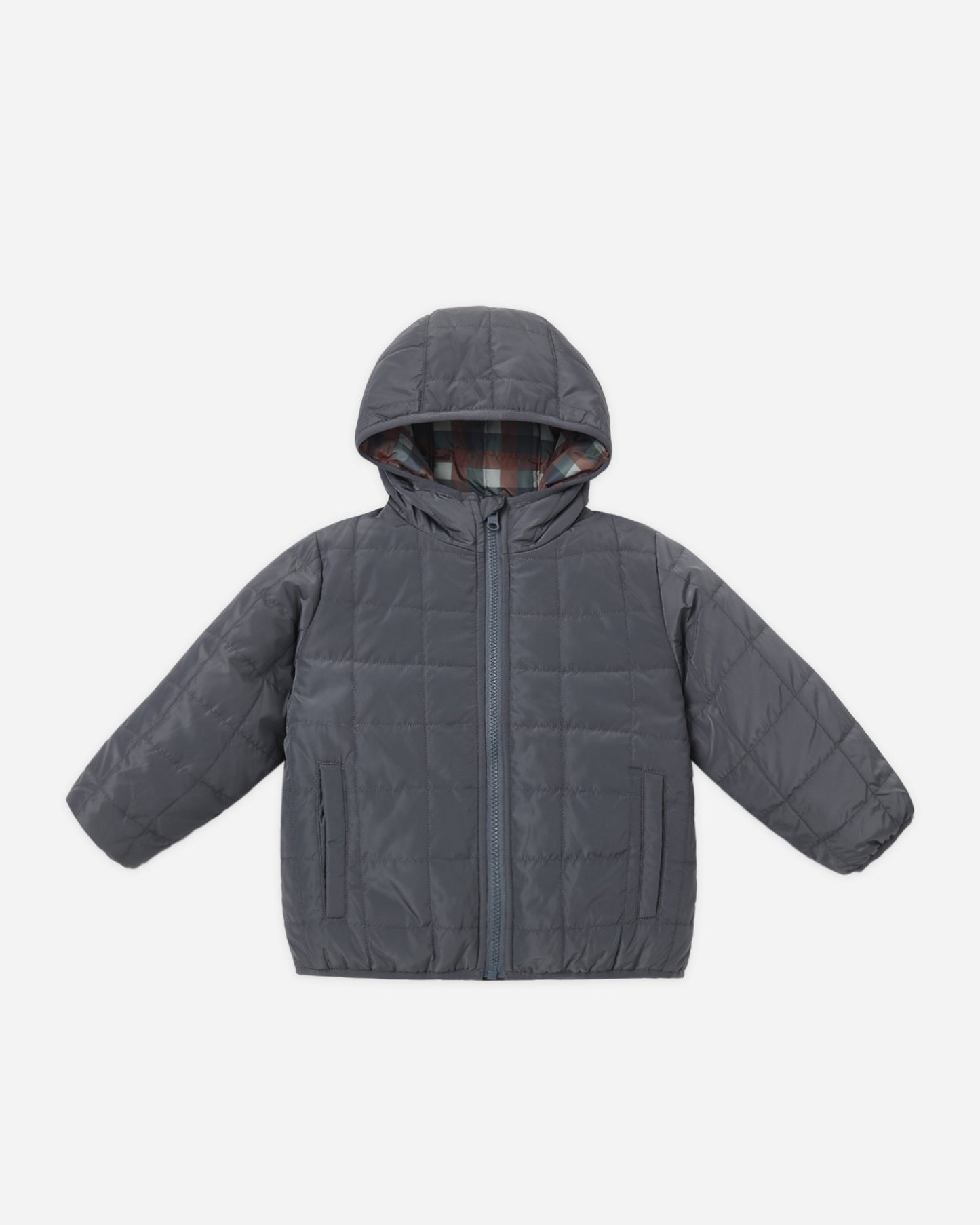 Lightweight Reversible Puffer Midnight Check - Rylee + Cru | Kids Clothes | Trendy Baby Clothes | Modern Infant Outfits |