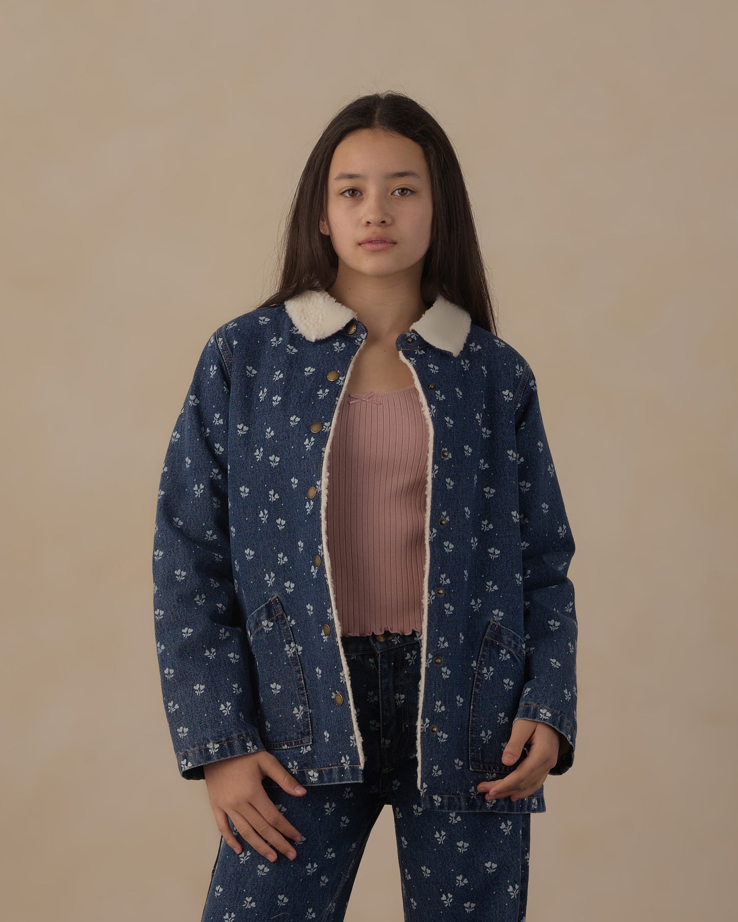 Teen Long Chore Coat Heart Ditsy - Rylee + Cru | Kids Clothes | Trendy Baby Clothes | Modern Infant Outfits |