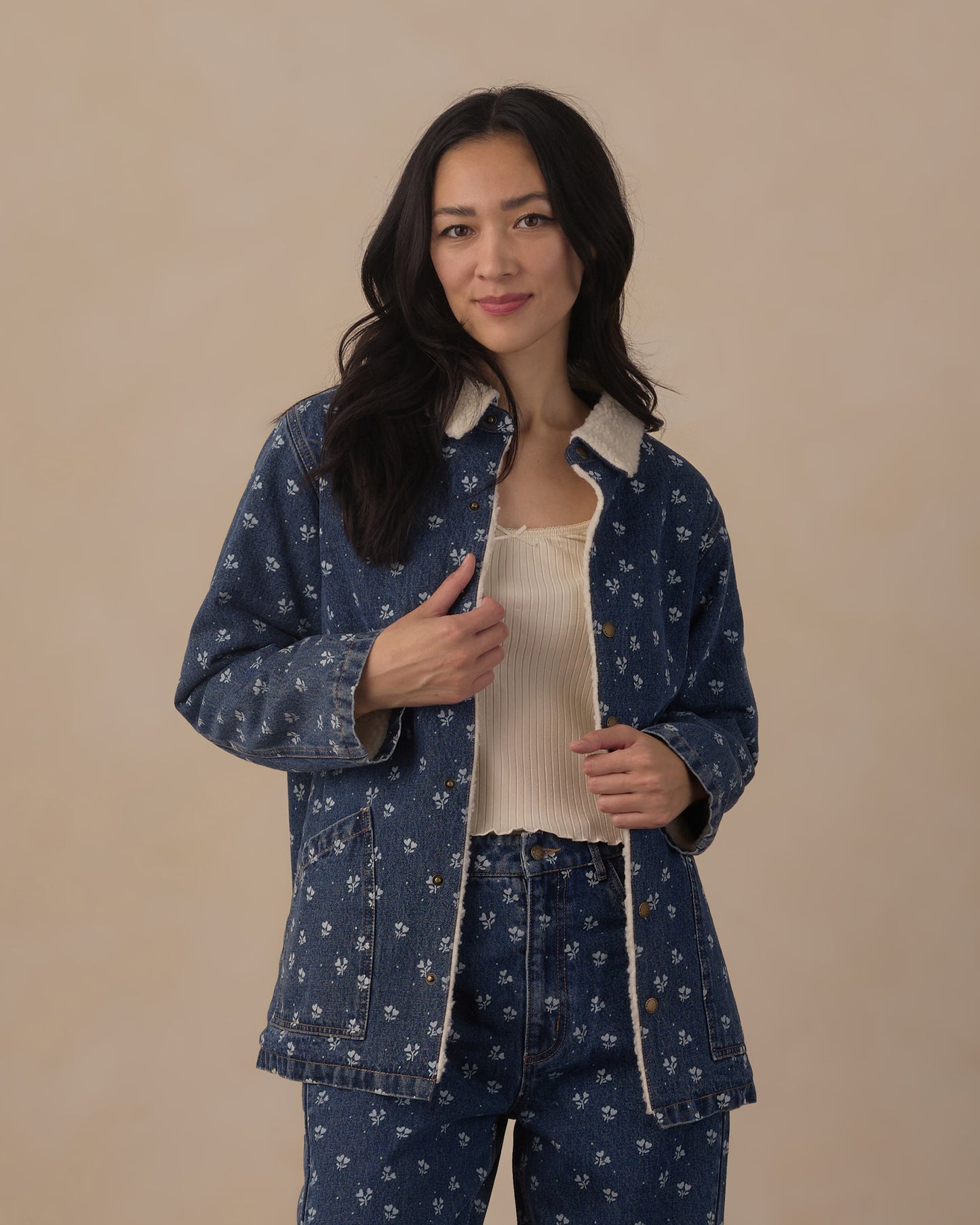 Women's Long Chore Coat
 Heart Ditsy - Rylee + Cru | Kids Clothes | Trendy Baby Clothes | Modern Infant Outfits |