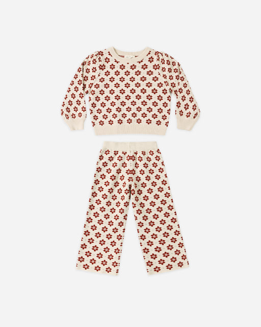 Jacquard Knit Set Poinsettia - Rylee + Cru | Kids Clothes | Trendy Baby Clothes | Modern Infant Outfits |