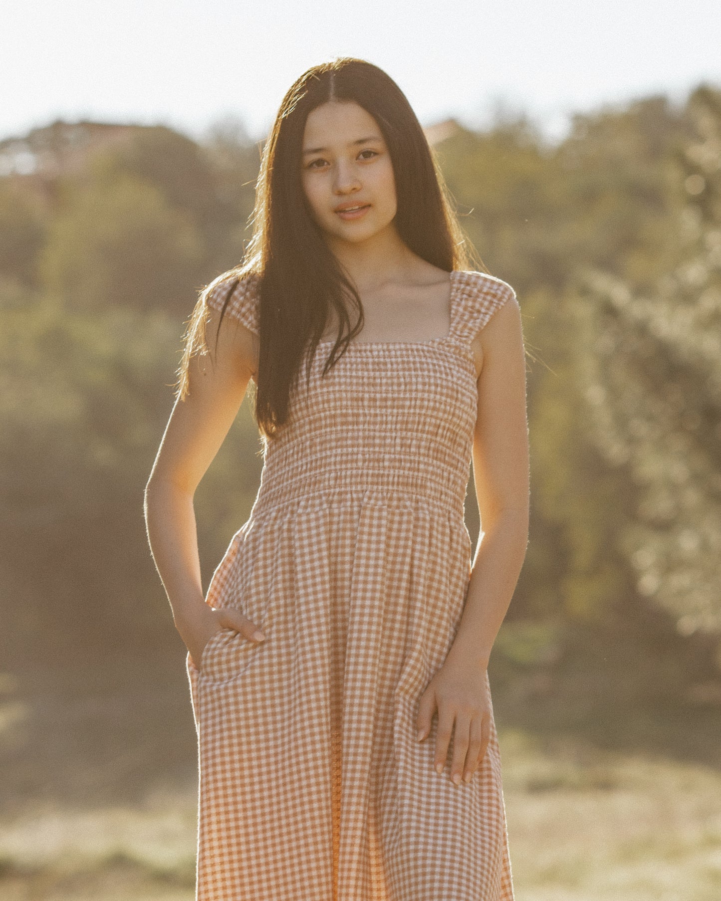 Teen Jess Dress Fawn Gingham - Rylee + Cru | Kids Clothes | Trendy Baby Clothes | Modern Infant Outfits |