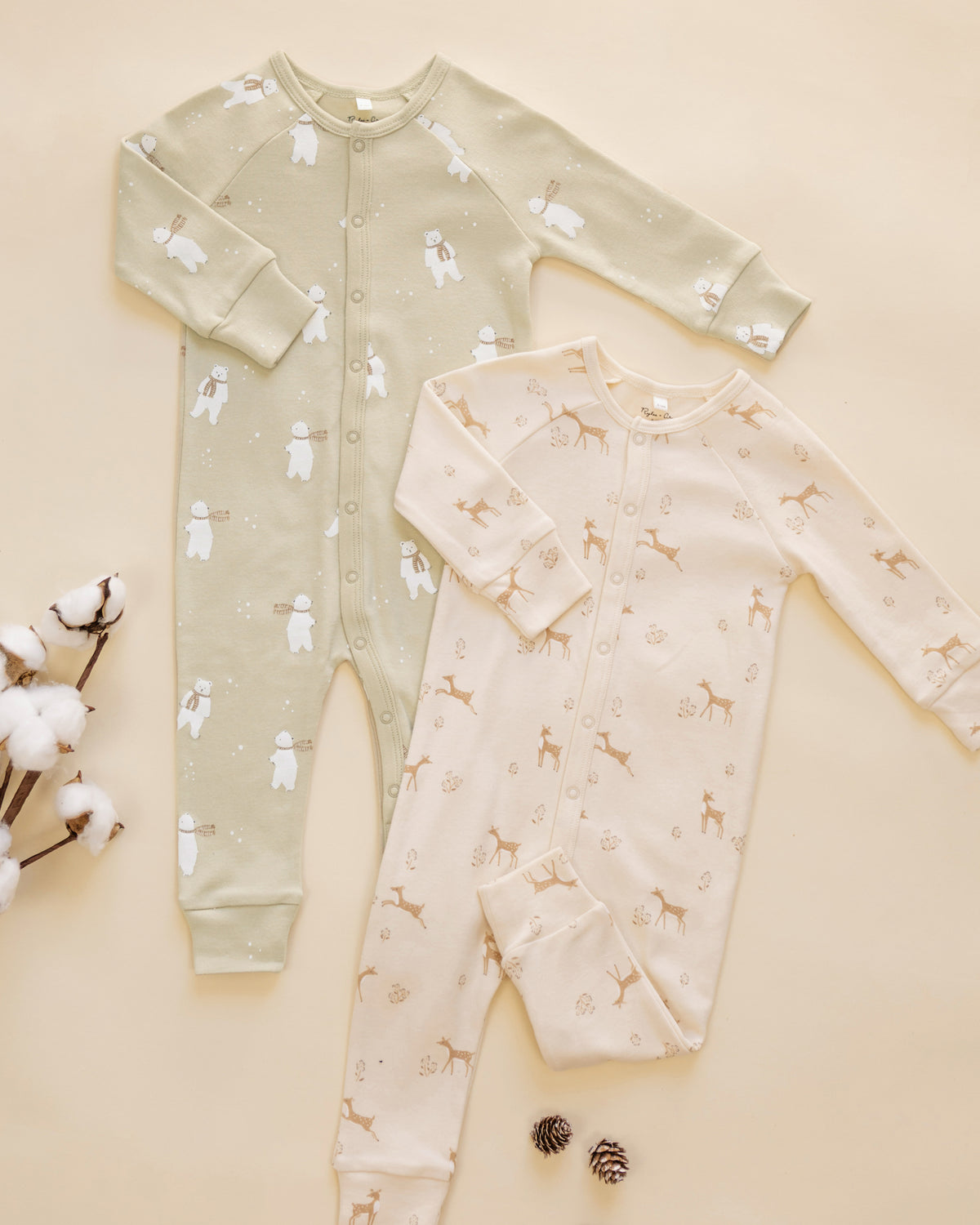 Organic Pajama Long John Fawns - Rylee + Cru | Kids Clothes | Trendy Baby Clothes | Modern Infant Outfits |