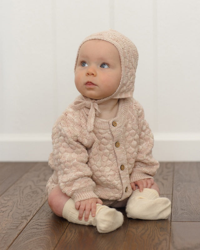 Bubble Knit Cardigan Dusty Rose Speckle - Rylee + Cru | Kids Clothes | Trendy Baby Clothes | Modern Infant Outfits |